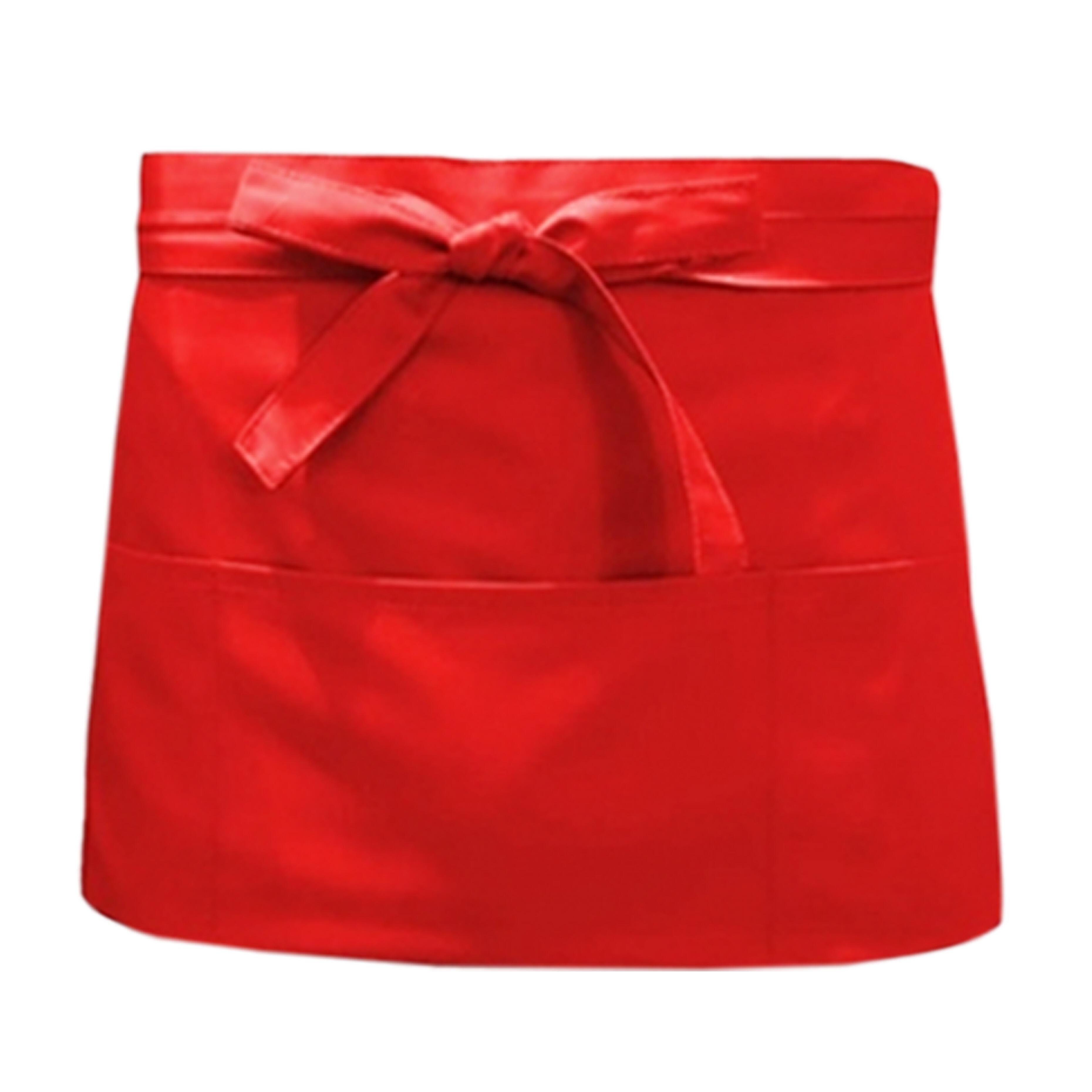 Nibano short waist apron with pockets red