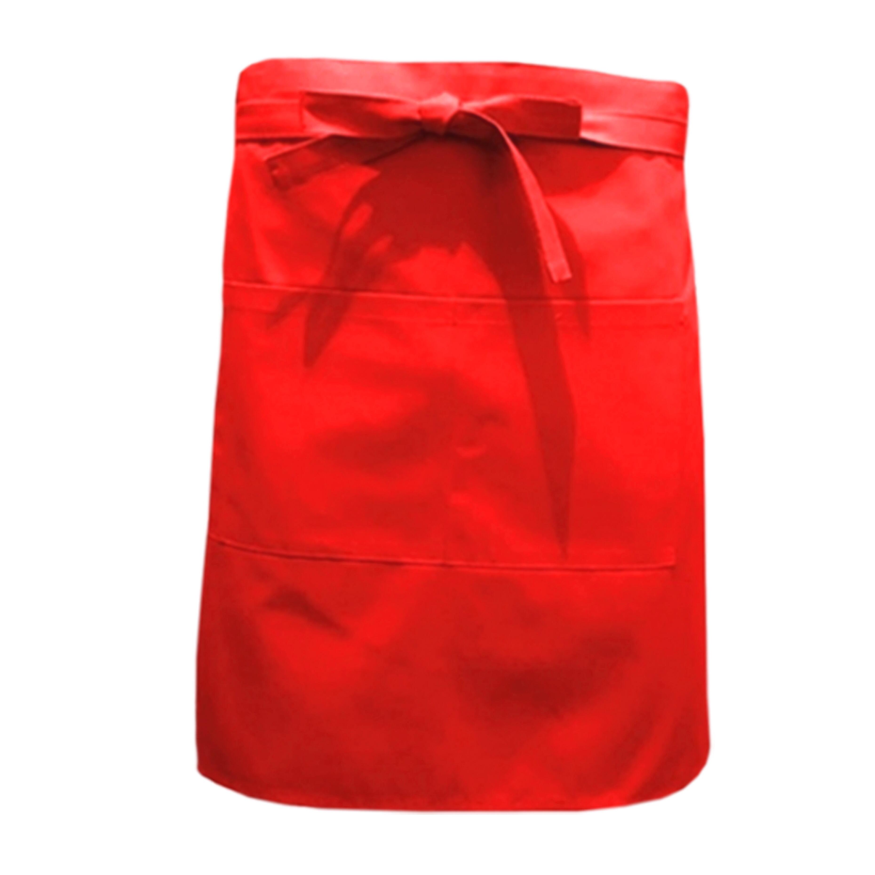 Nibano mid length waist apron with pockets Red