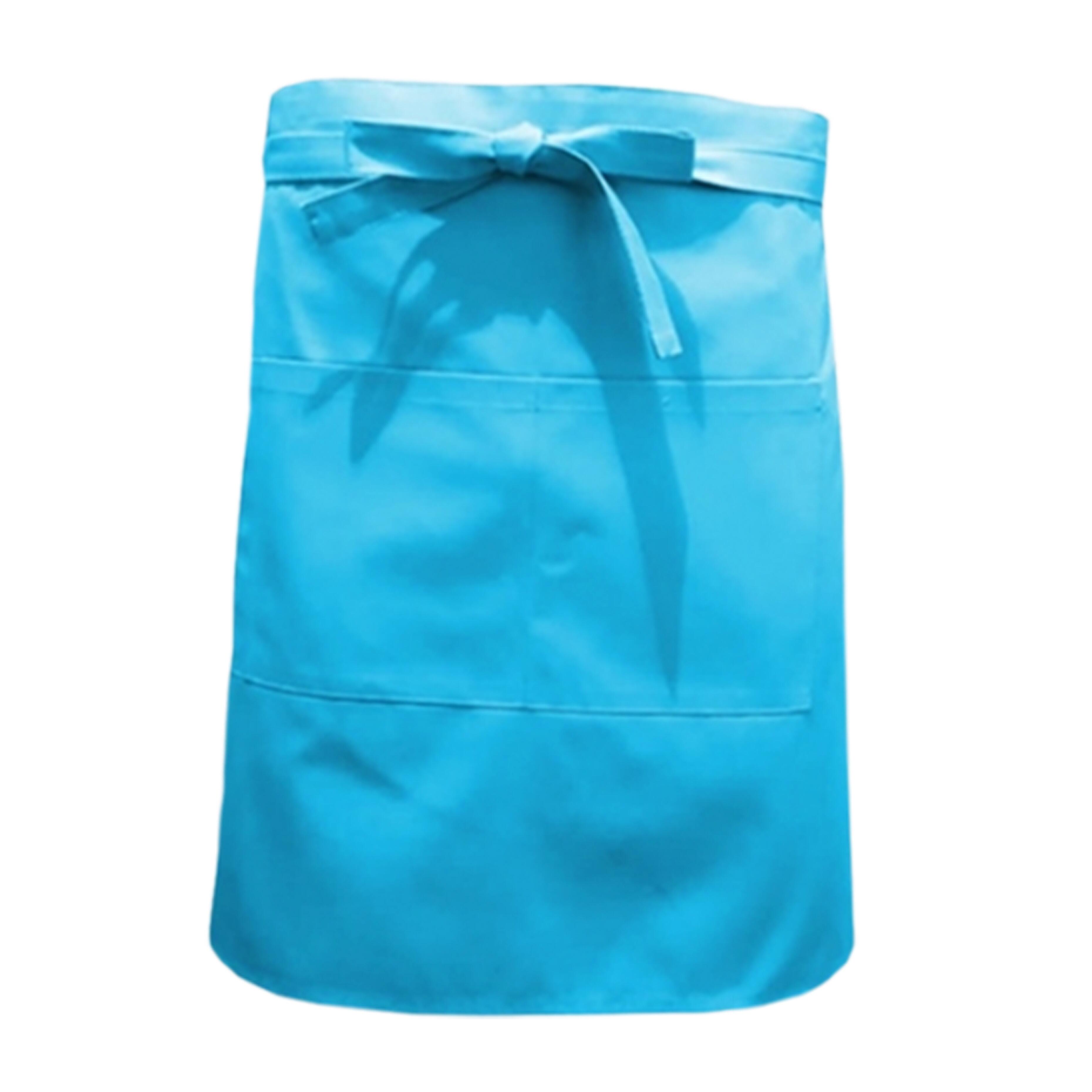 Nibano mid length waist apron with pockets Turquoise