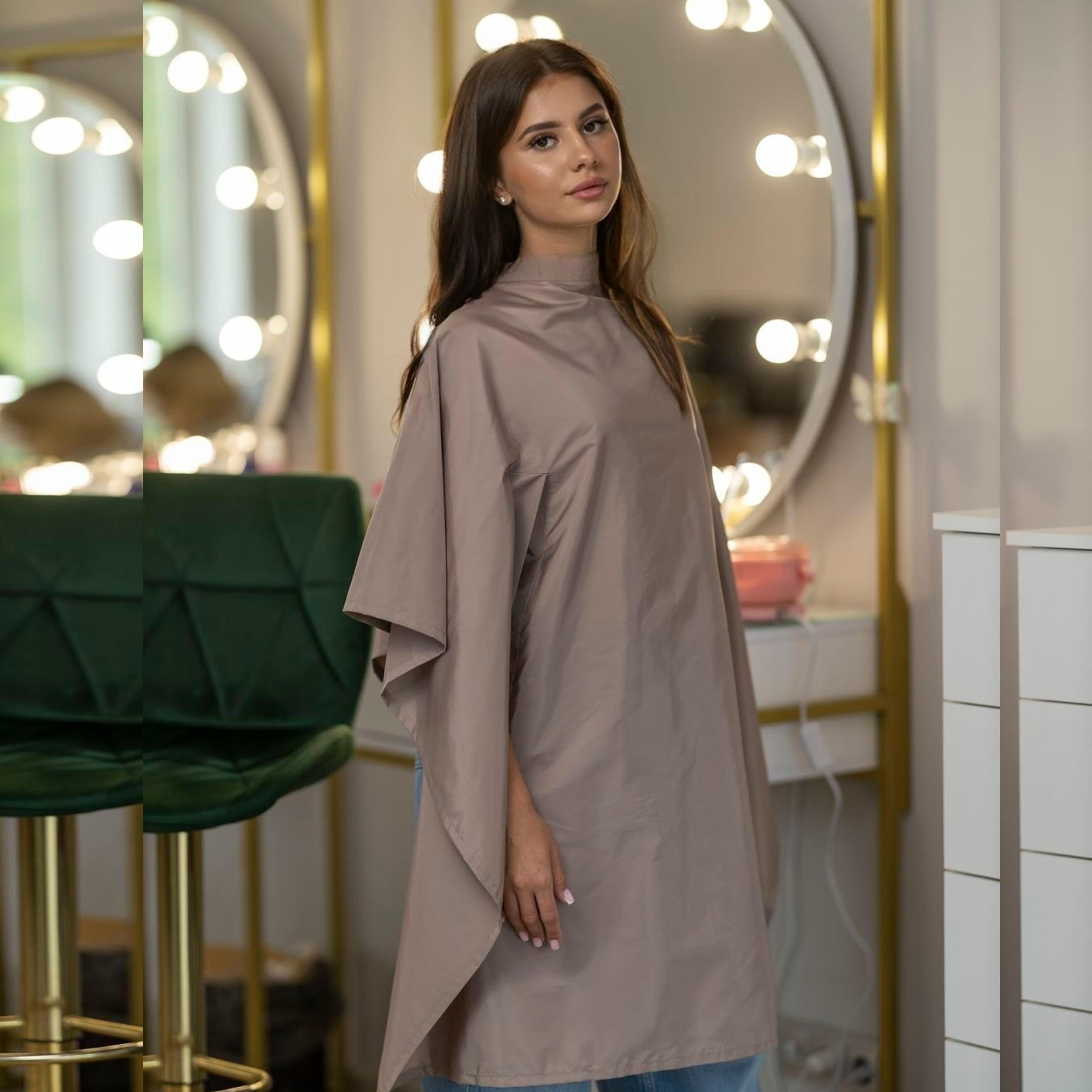 Personalised hairdressing gowns latte with hand slits