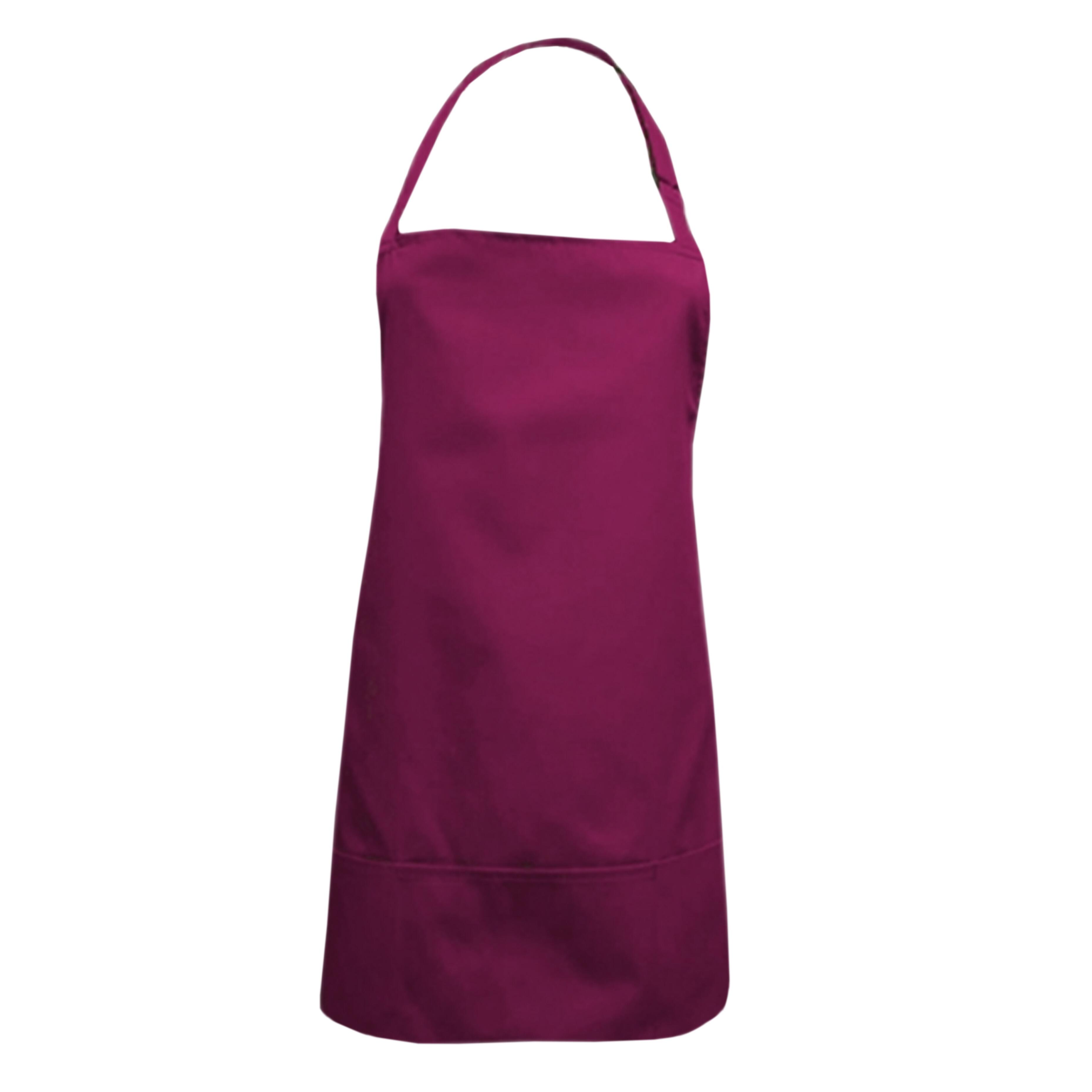 Short Bib Apron Pockets Burgundy