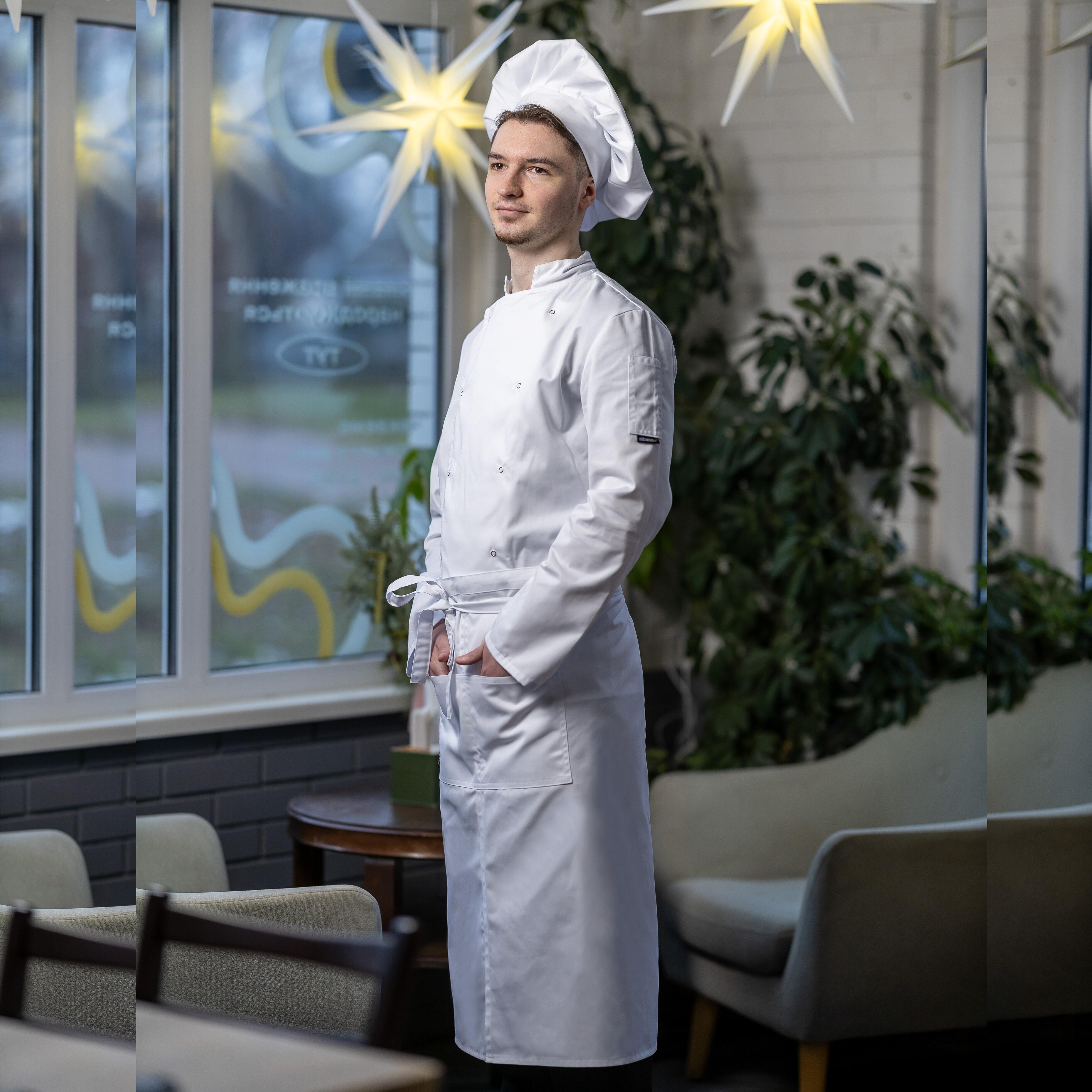 Long Waist Split Leg Apron for chef white colour