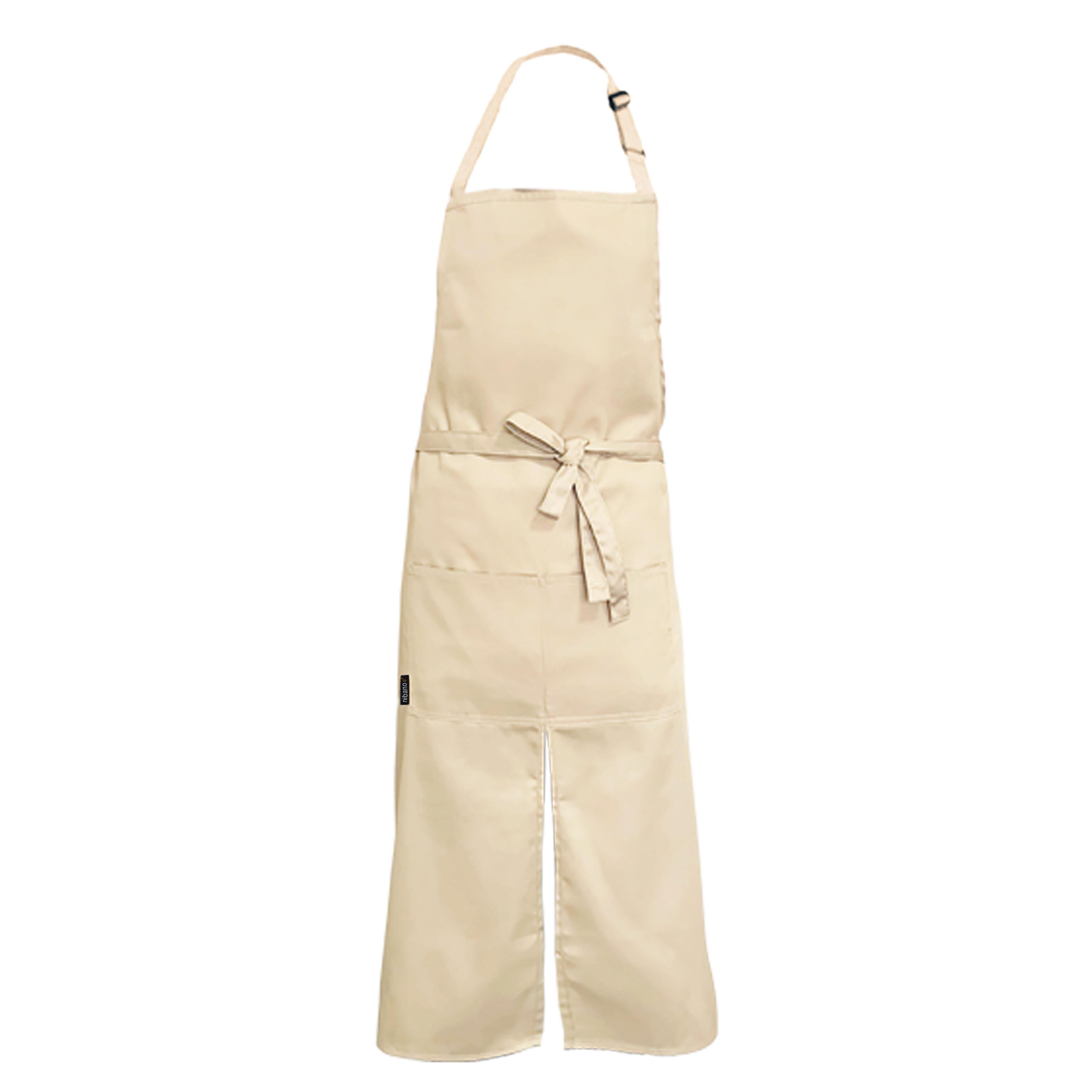 Personalised Long Splitted Bib Apron Cream