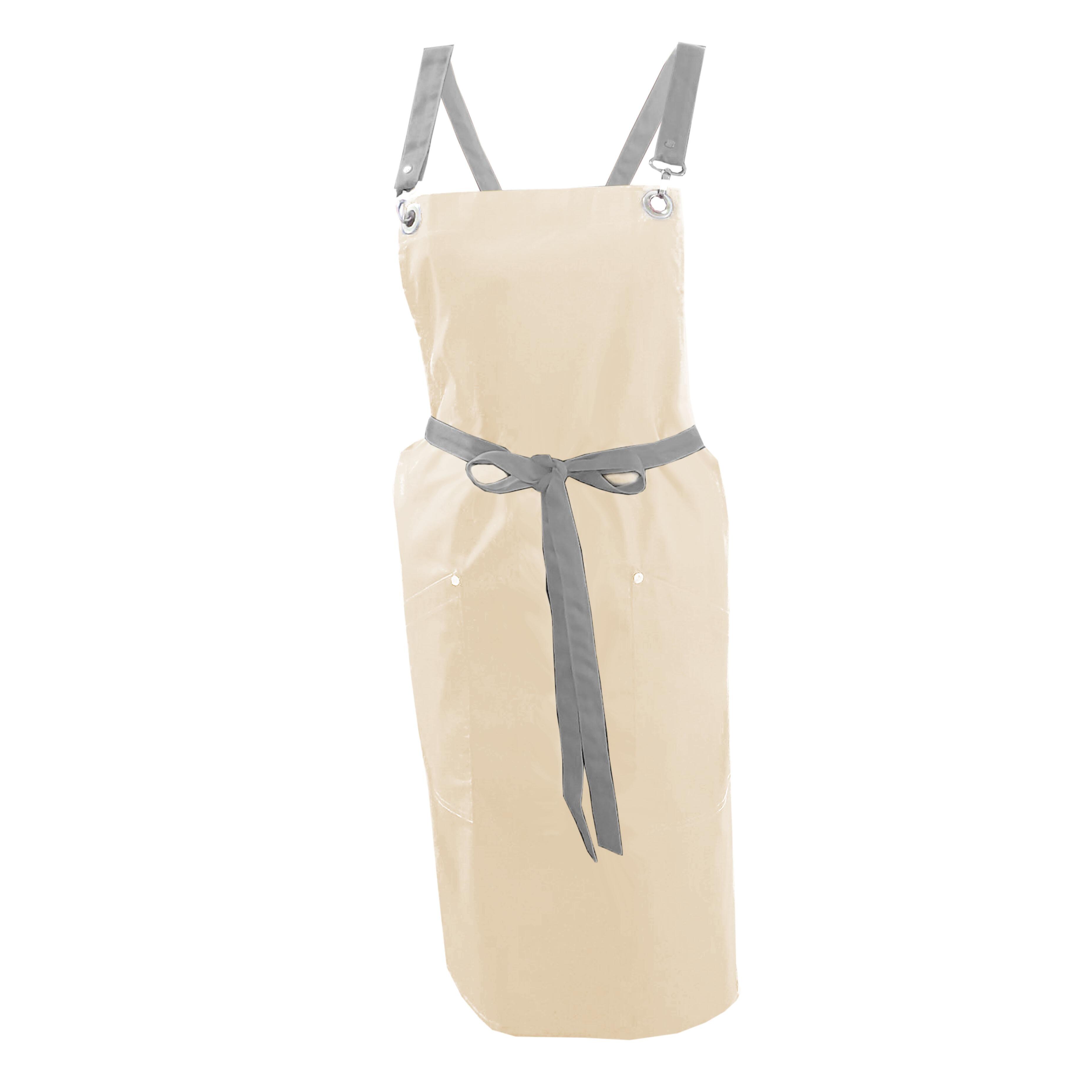 Printed Apron with Crossover Ties Cream