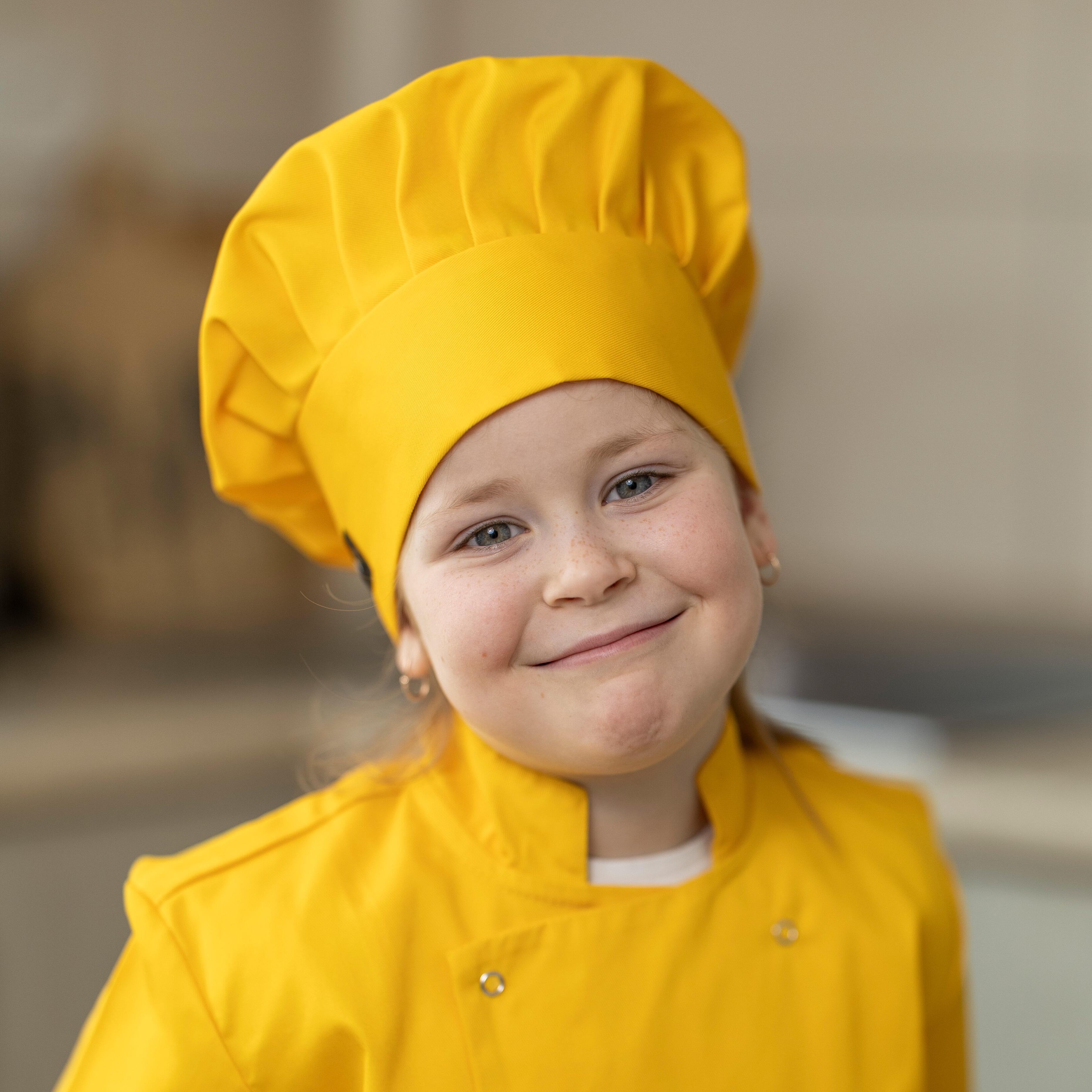 Printed Kids Chef Hat Yellow