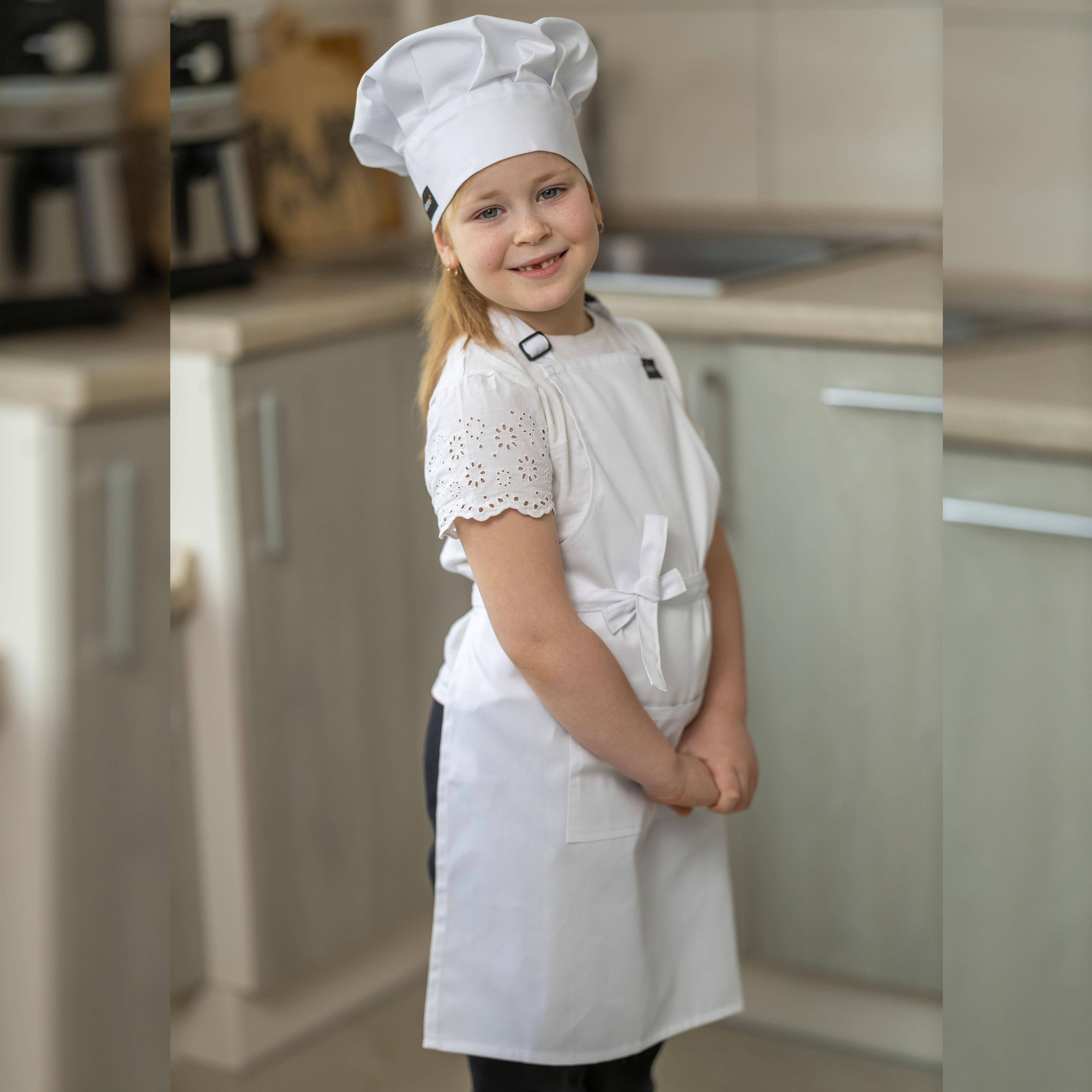 Printed Kids Apron Pockets White