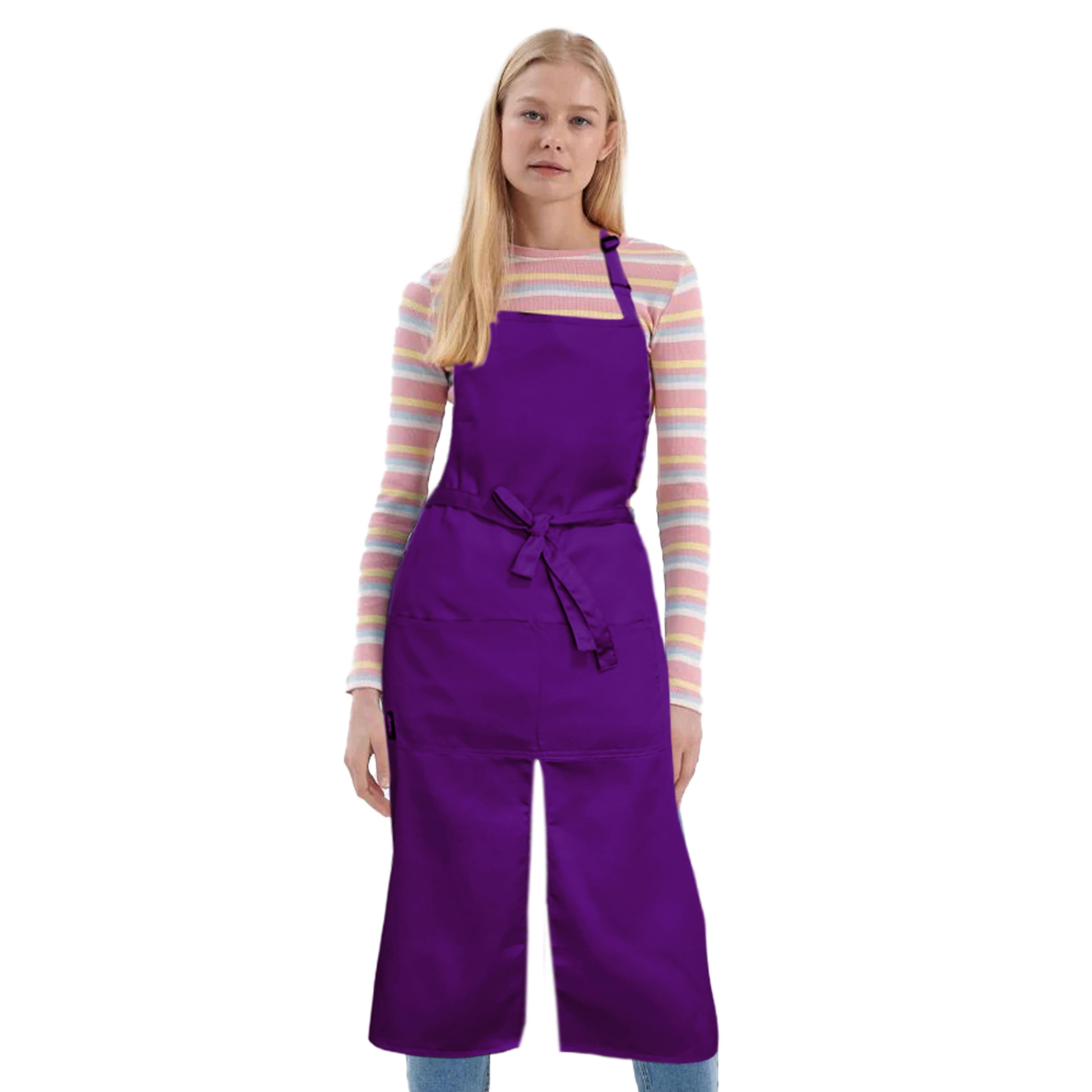 Custom Long Splitted Bib Apron Purple