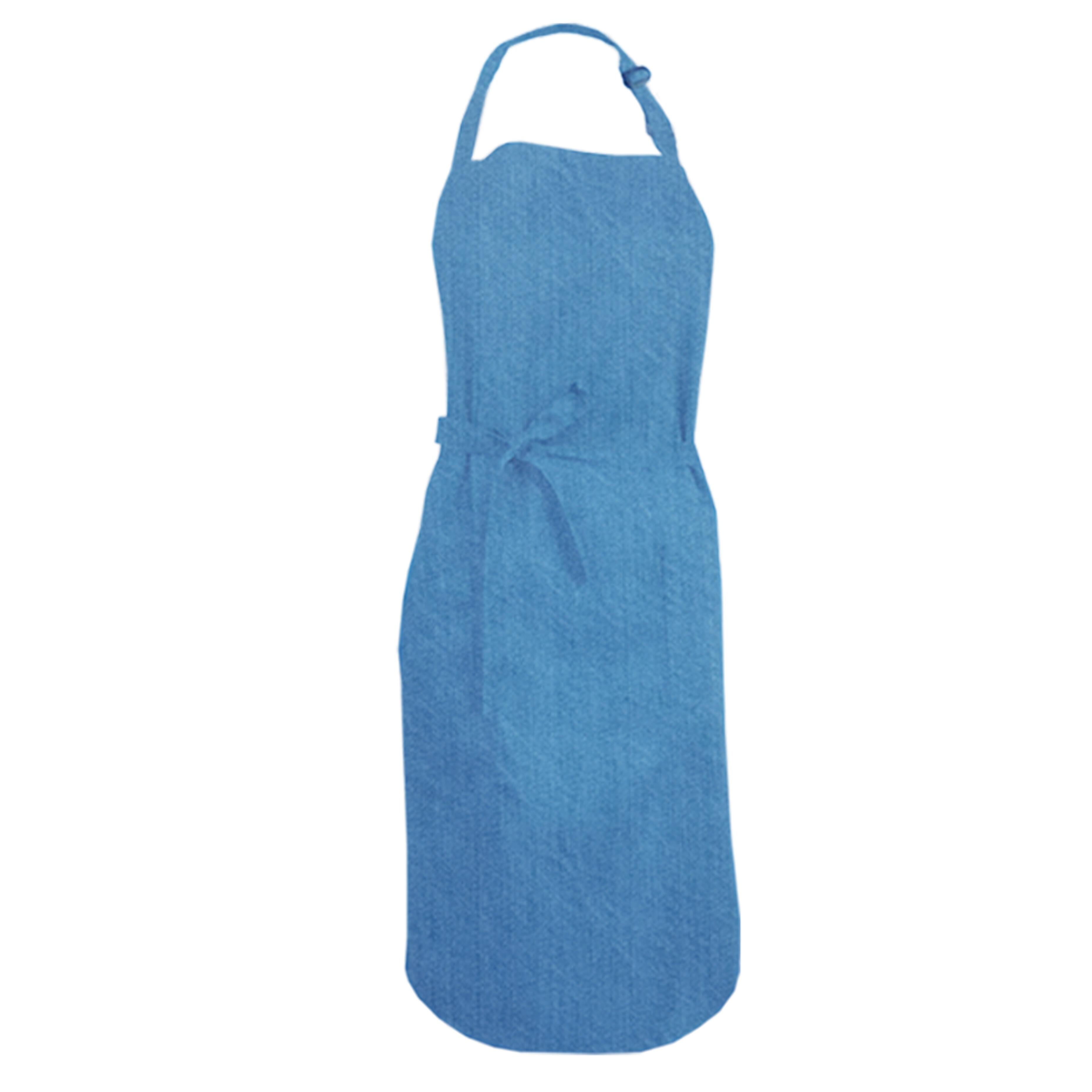 Custom Bib Apron with Side Pockets Denim Blue