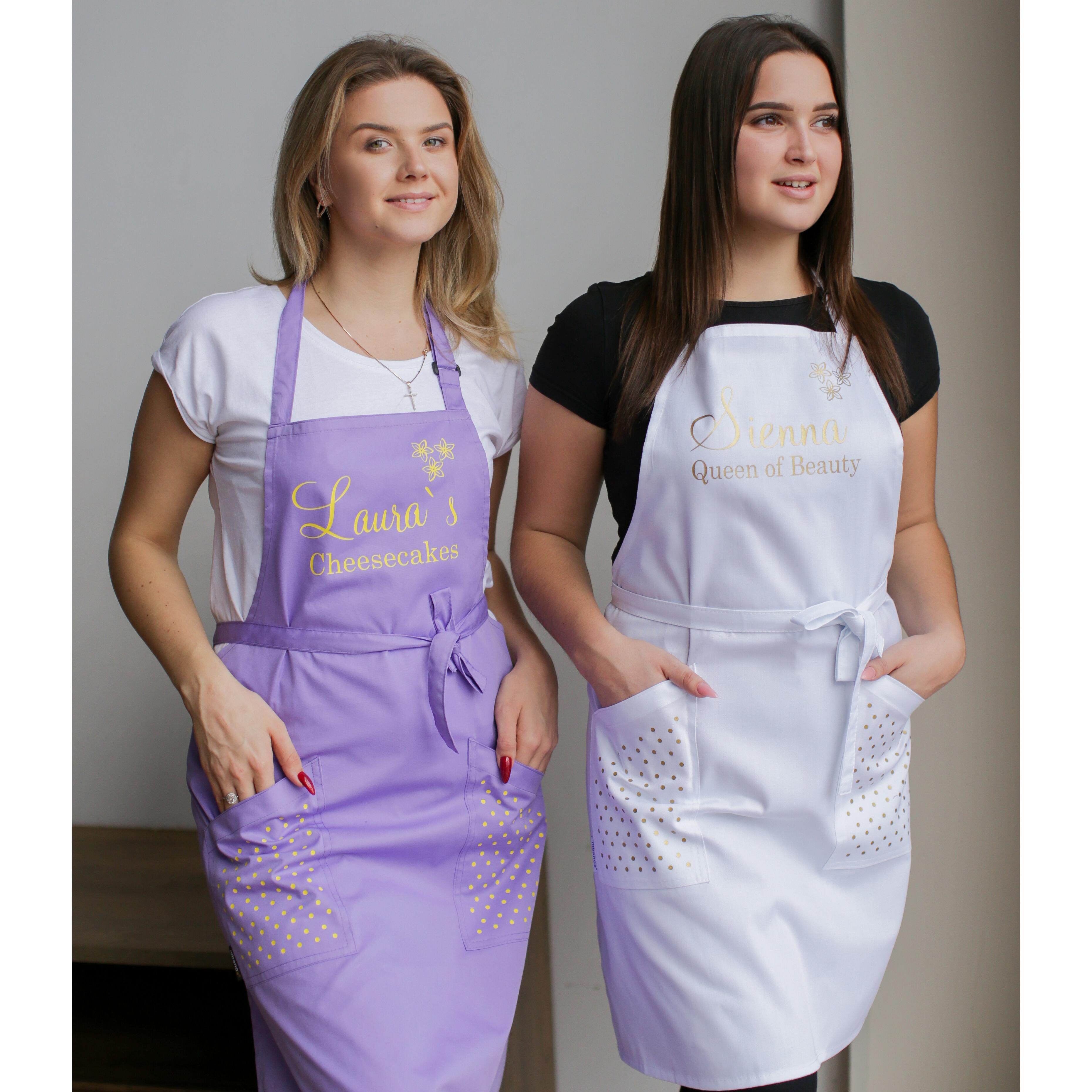 Custom Bib Apron with Side Pockets Lilac