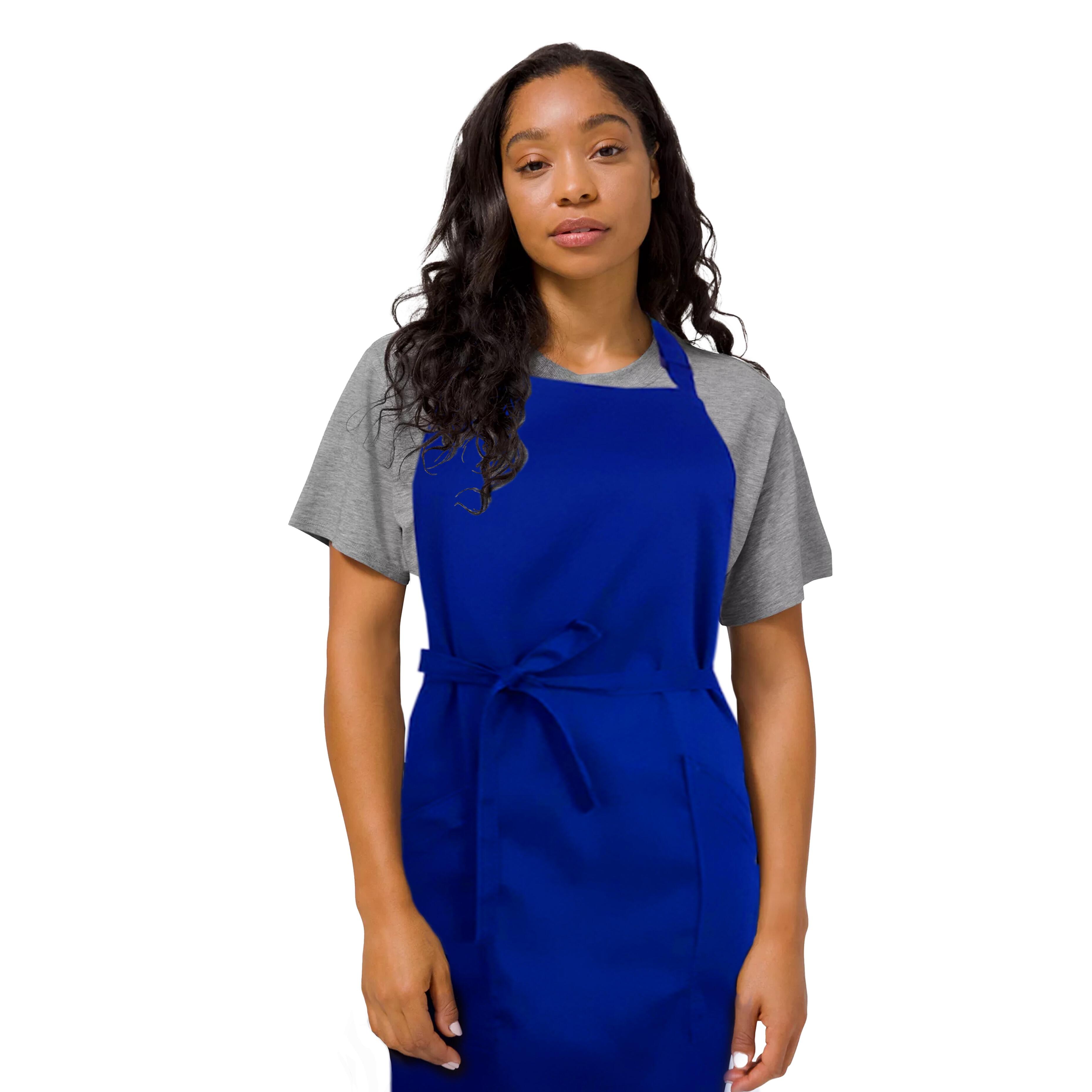 Personalised Bib Apron with Side Pockets Royal Blue