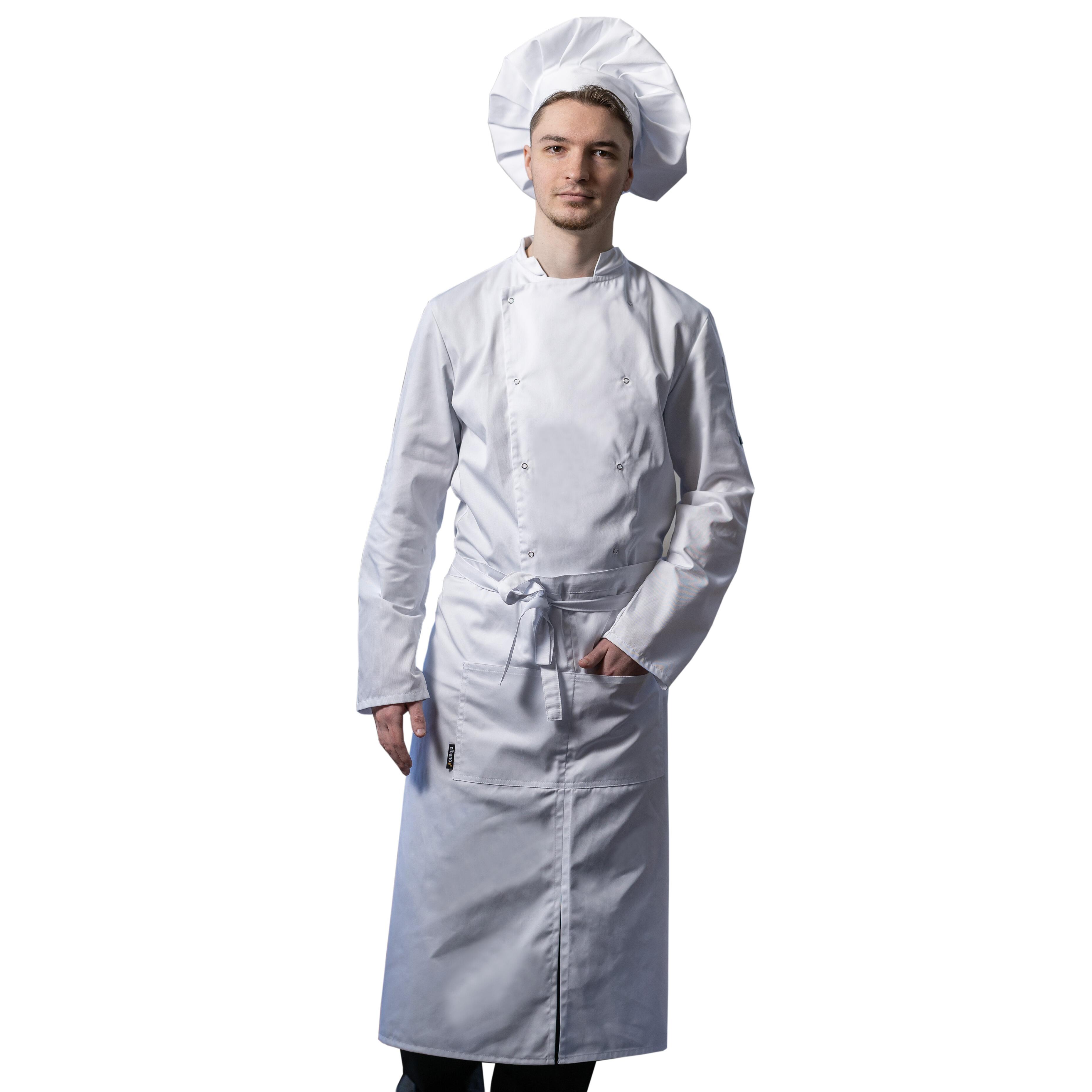 White Long Waist Split Leg Apron for cook