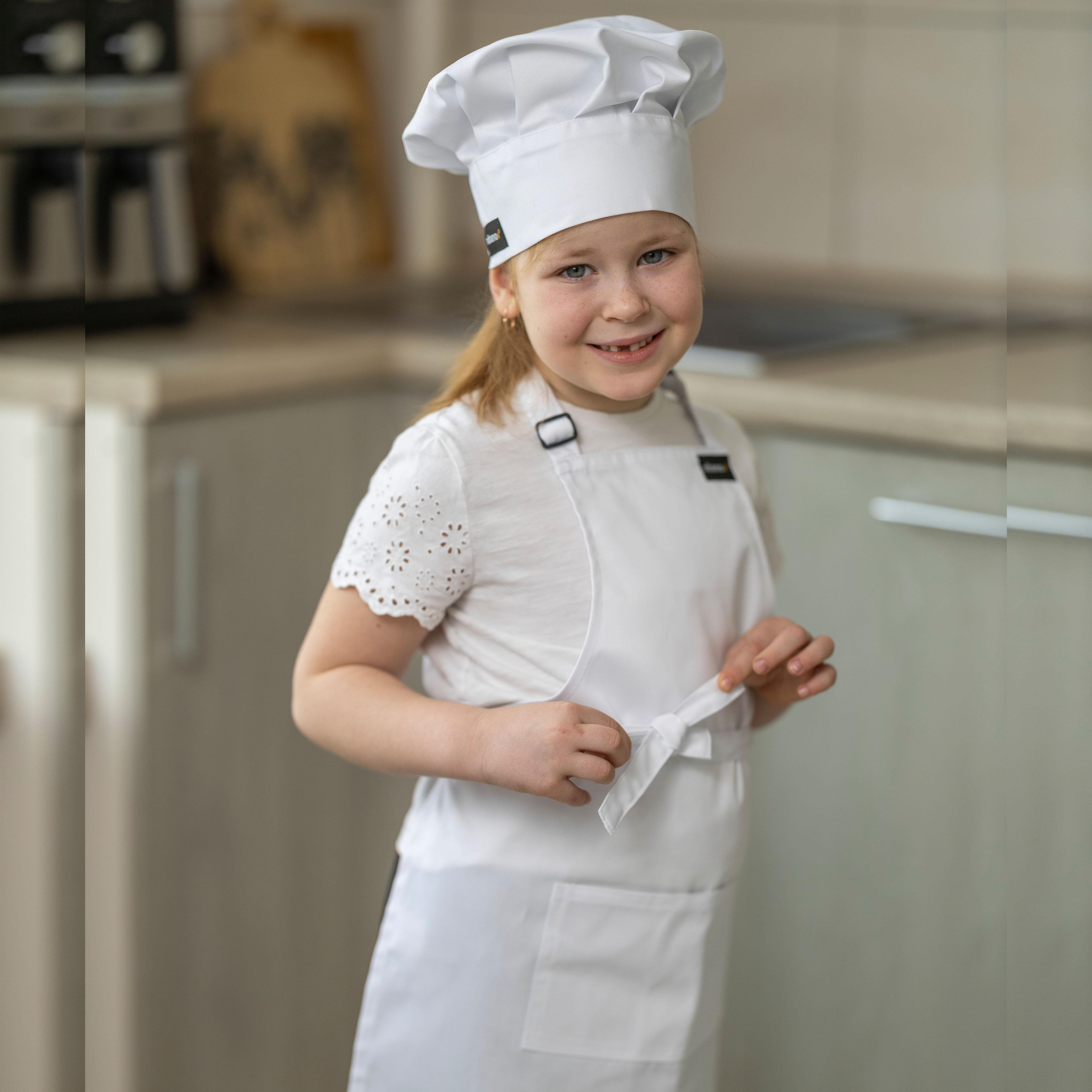 Embroidered White Kids Apron