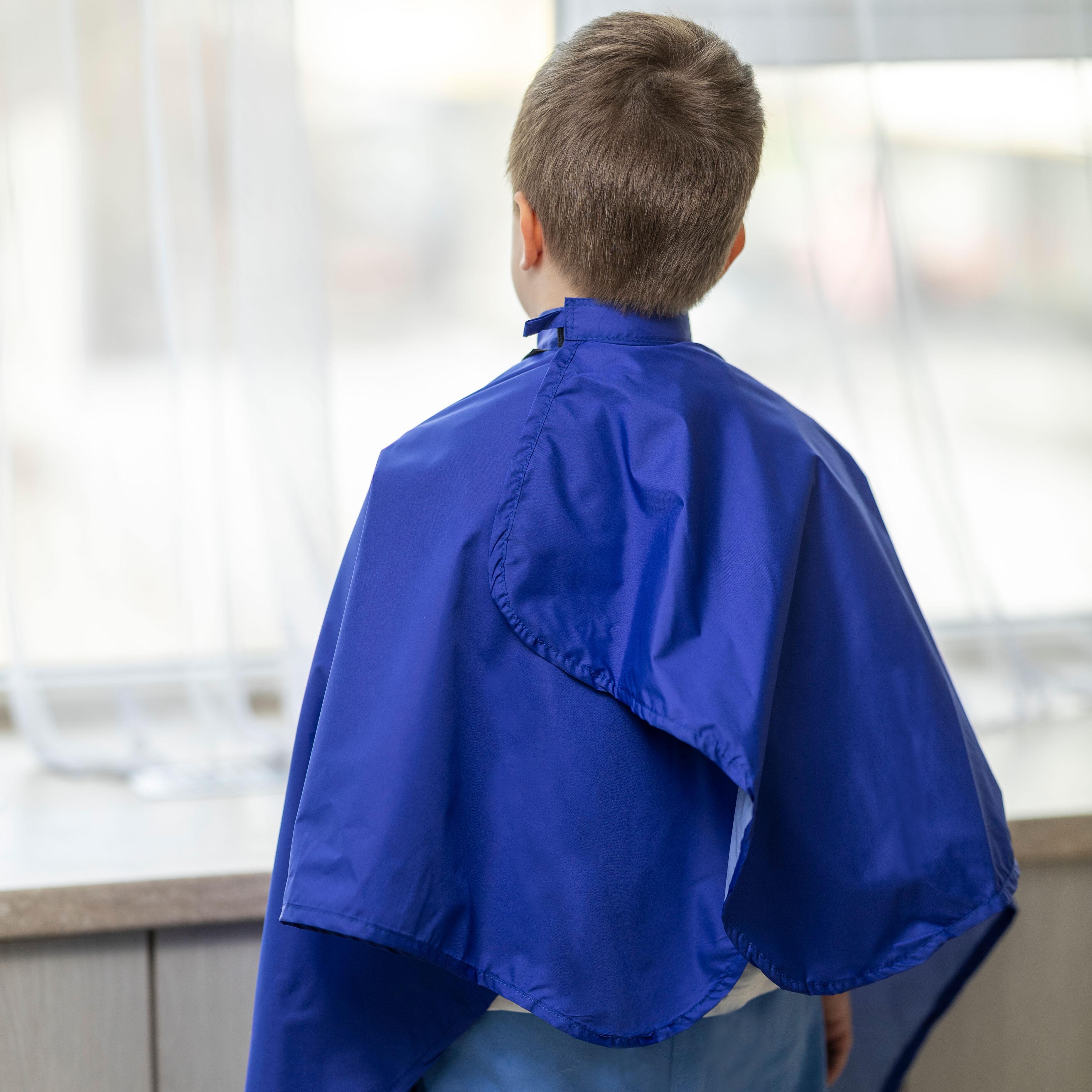 Kids Hairdressing cape Royal Blue with logo