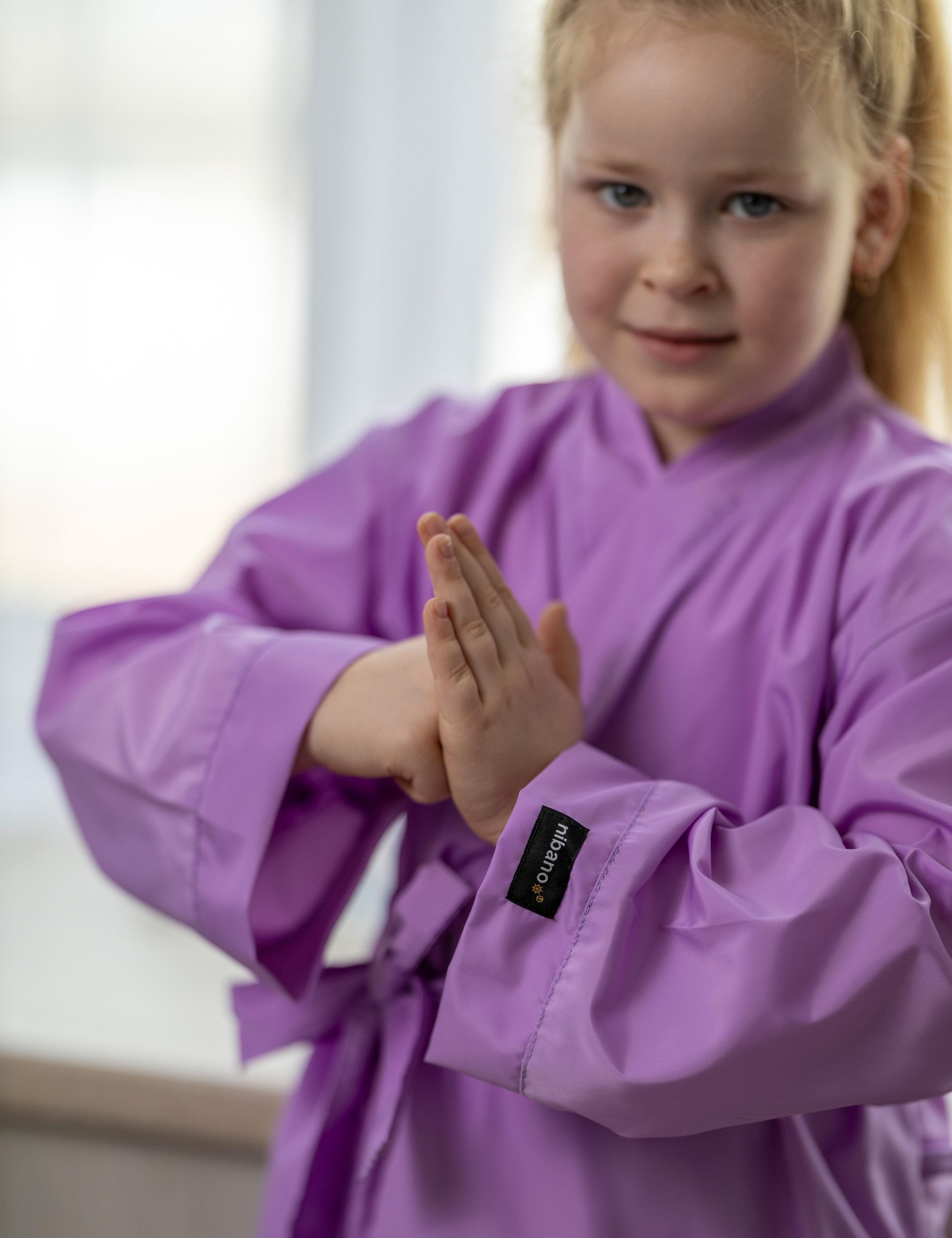 Printed Salon Kids Kimono Gown Lilac
