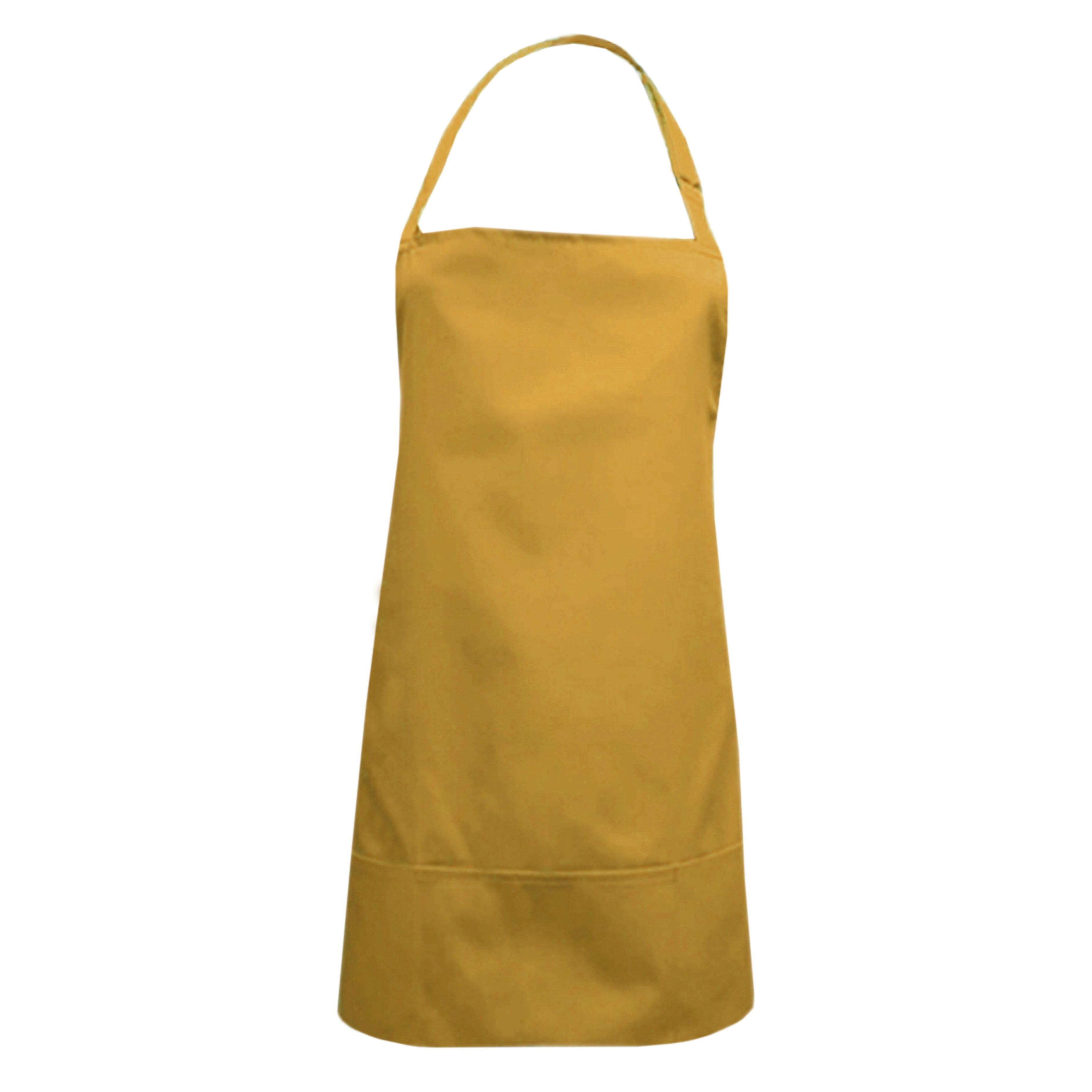 Personalised short waterproof hairdressing apron Mustard