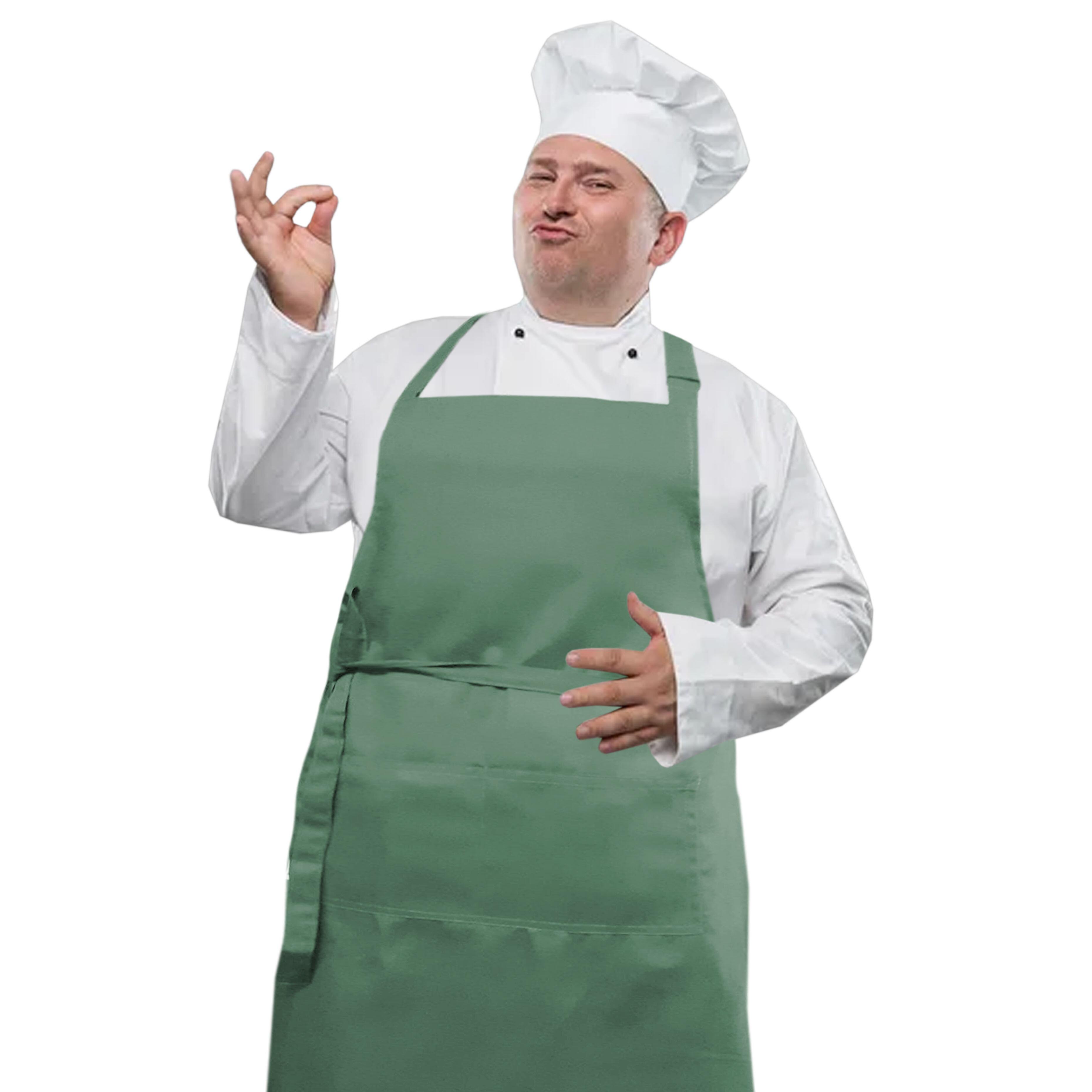 Personalised Plus Size Bib Apron Pockets Olive