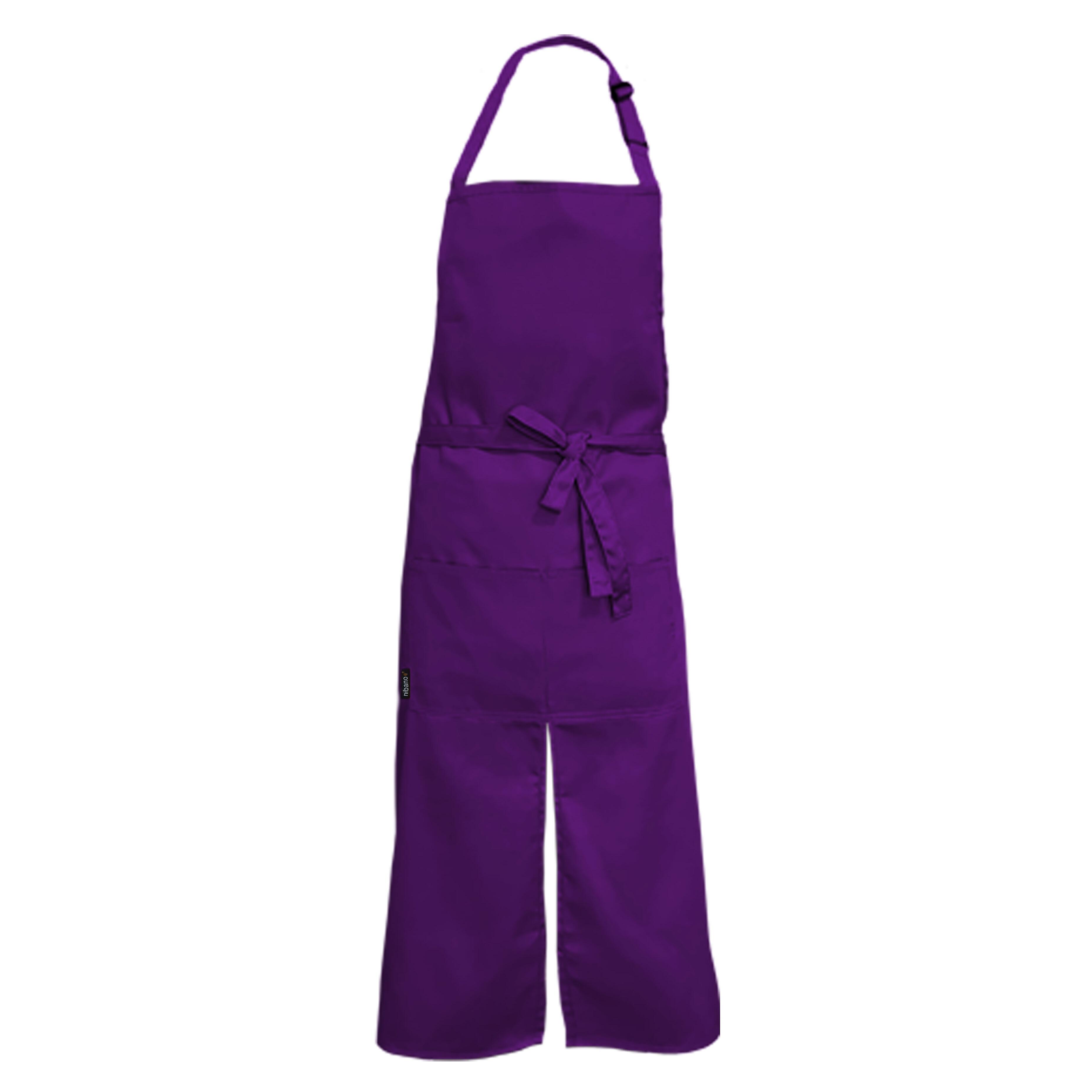 Personalised Long Splitted Bib Apron Purple