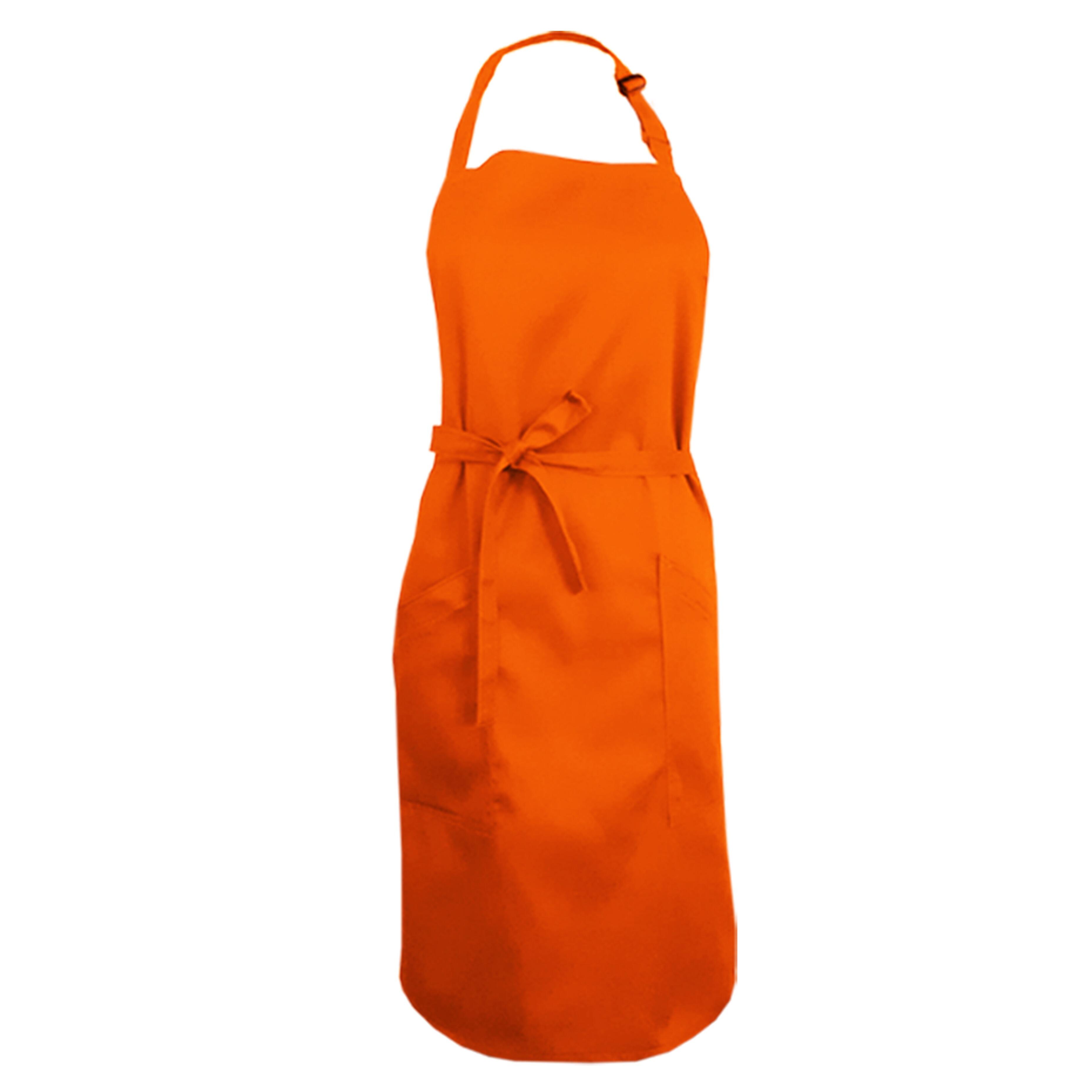Ladies Bib Apron with Side Pockets Orange