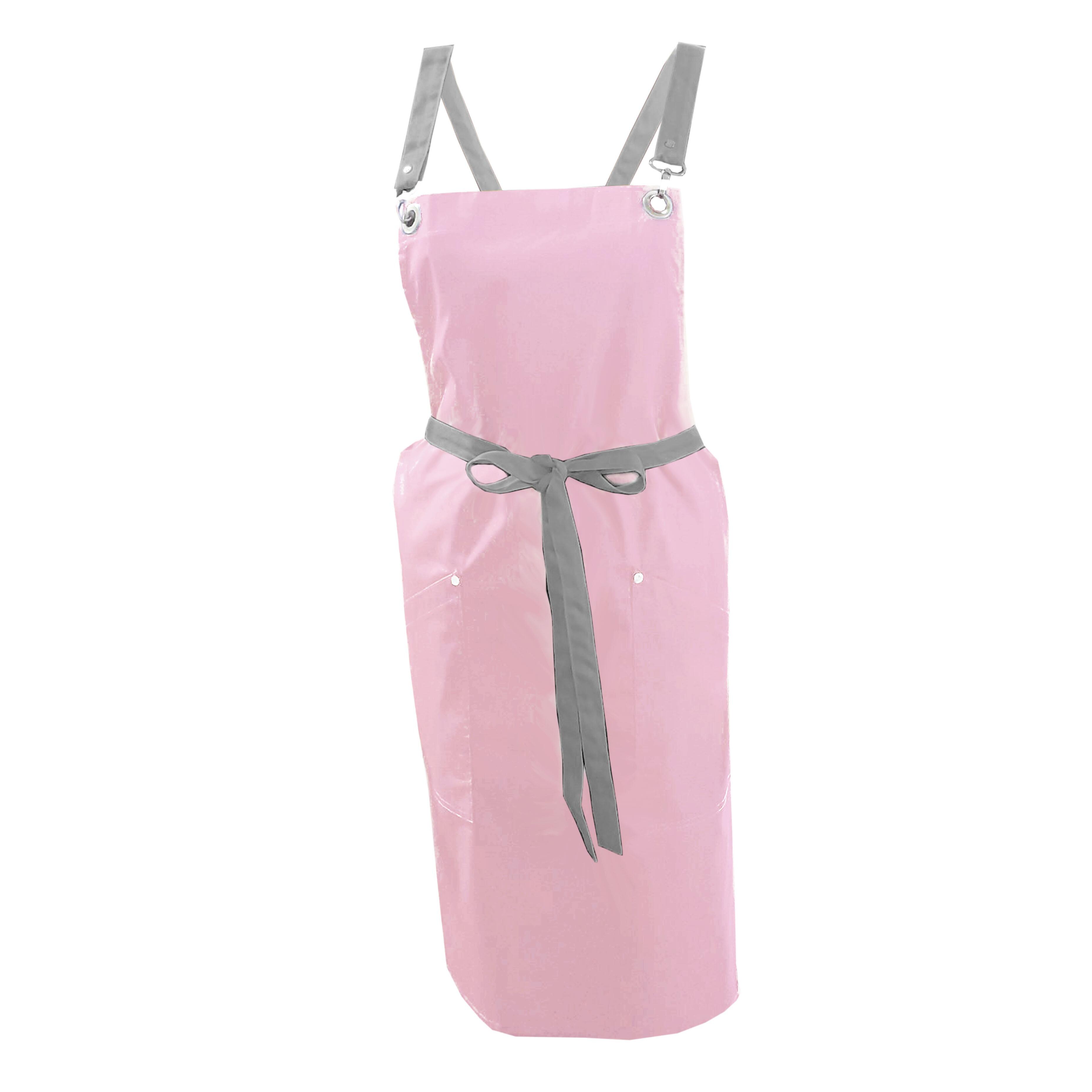 Ladies Apron with Crossover Ties Pink with name