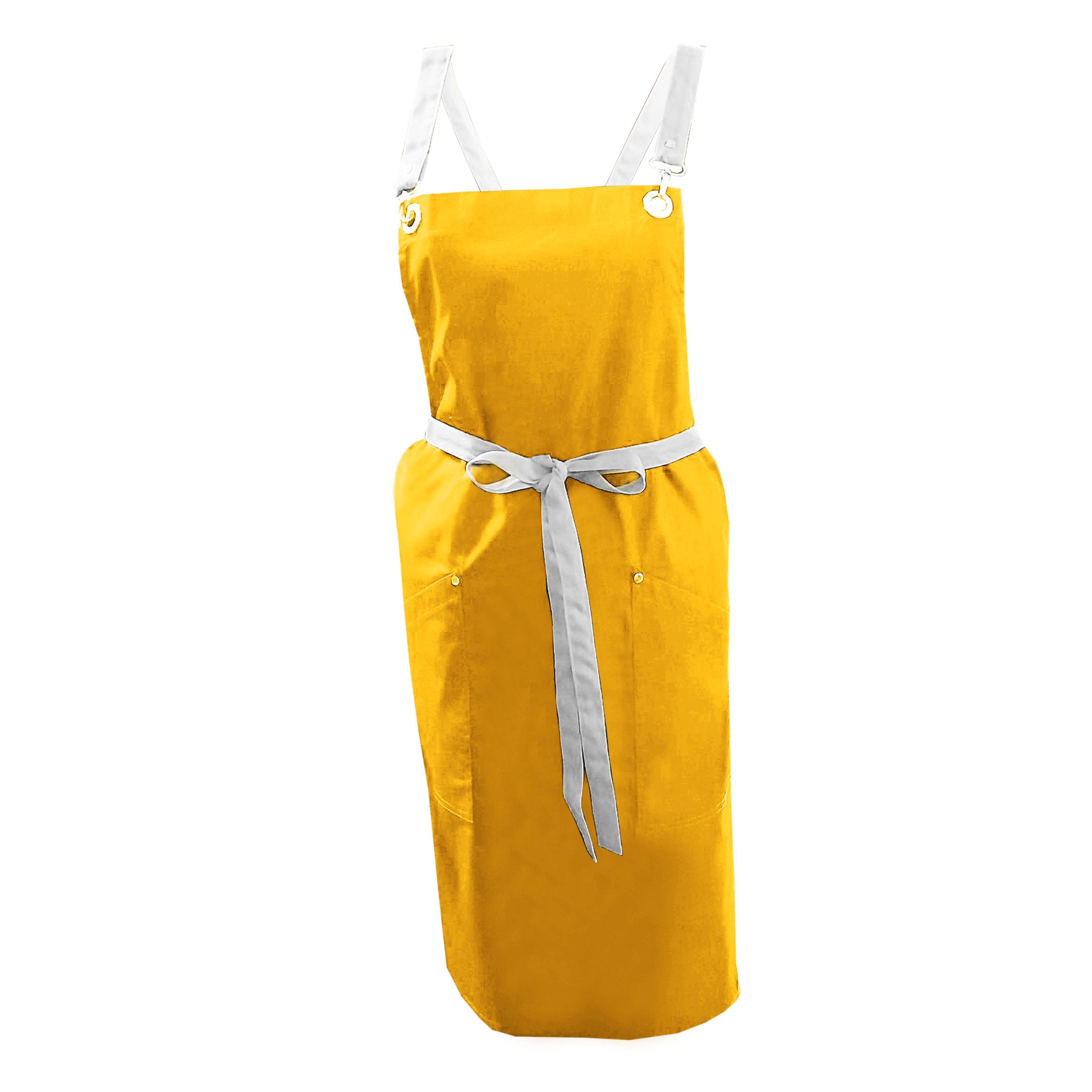 Ladies Apron with Crossover Ties Yellow
