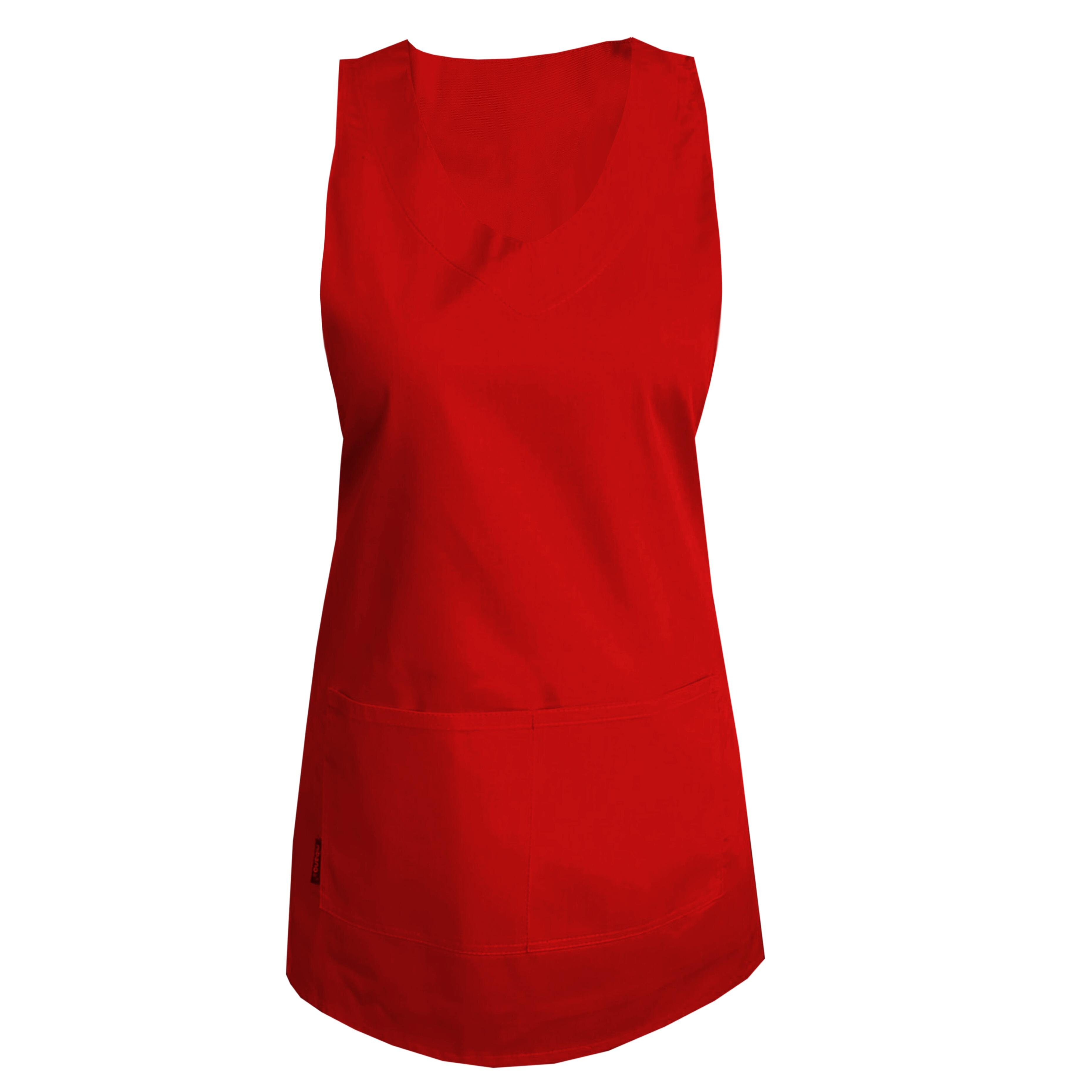 Red Waterproof wrap around apron for beauty salon