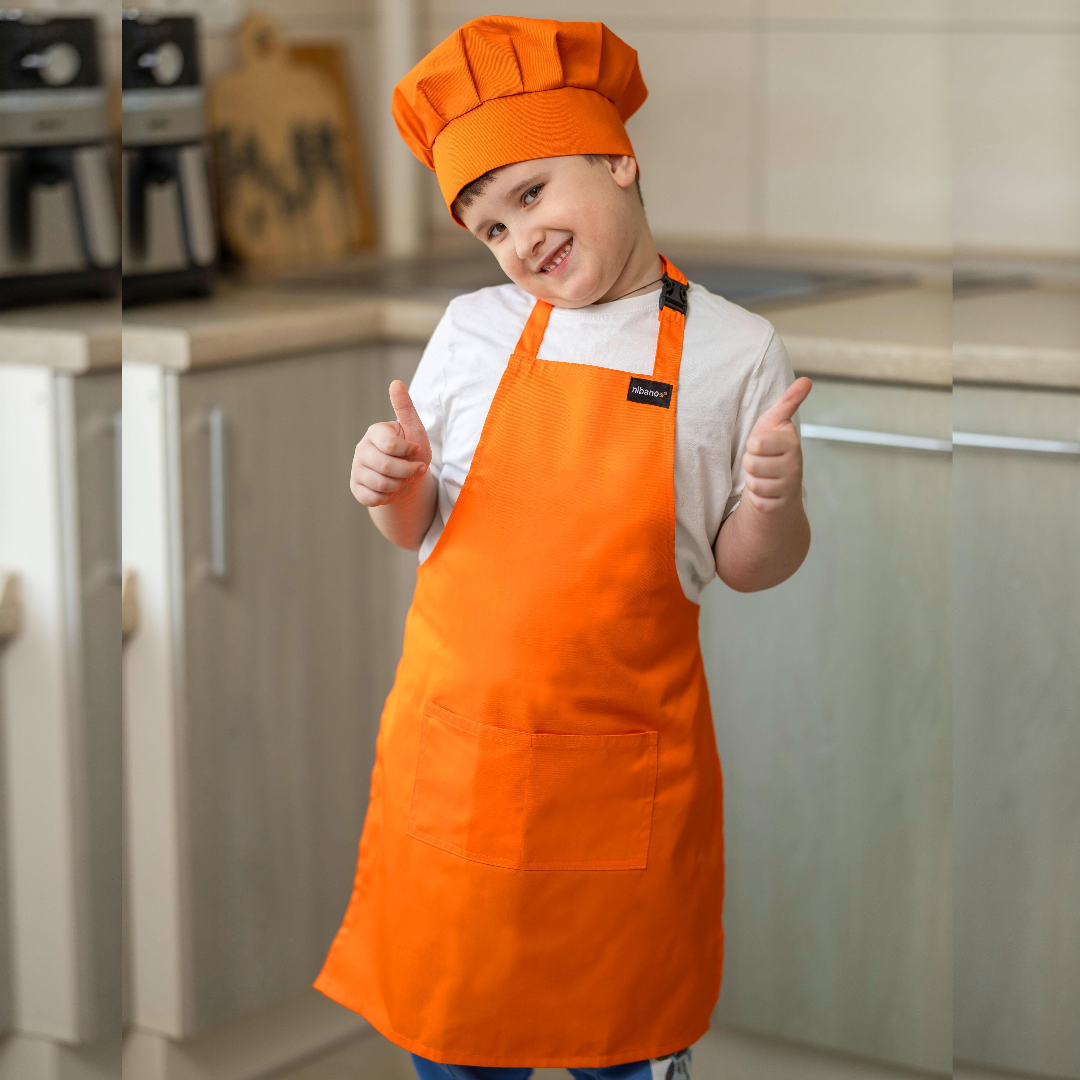 Custom Orange Kids Apron Pockets