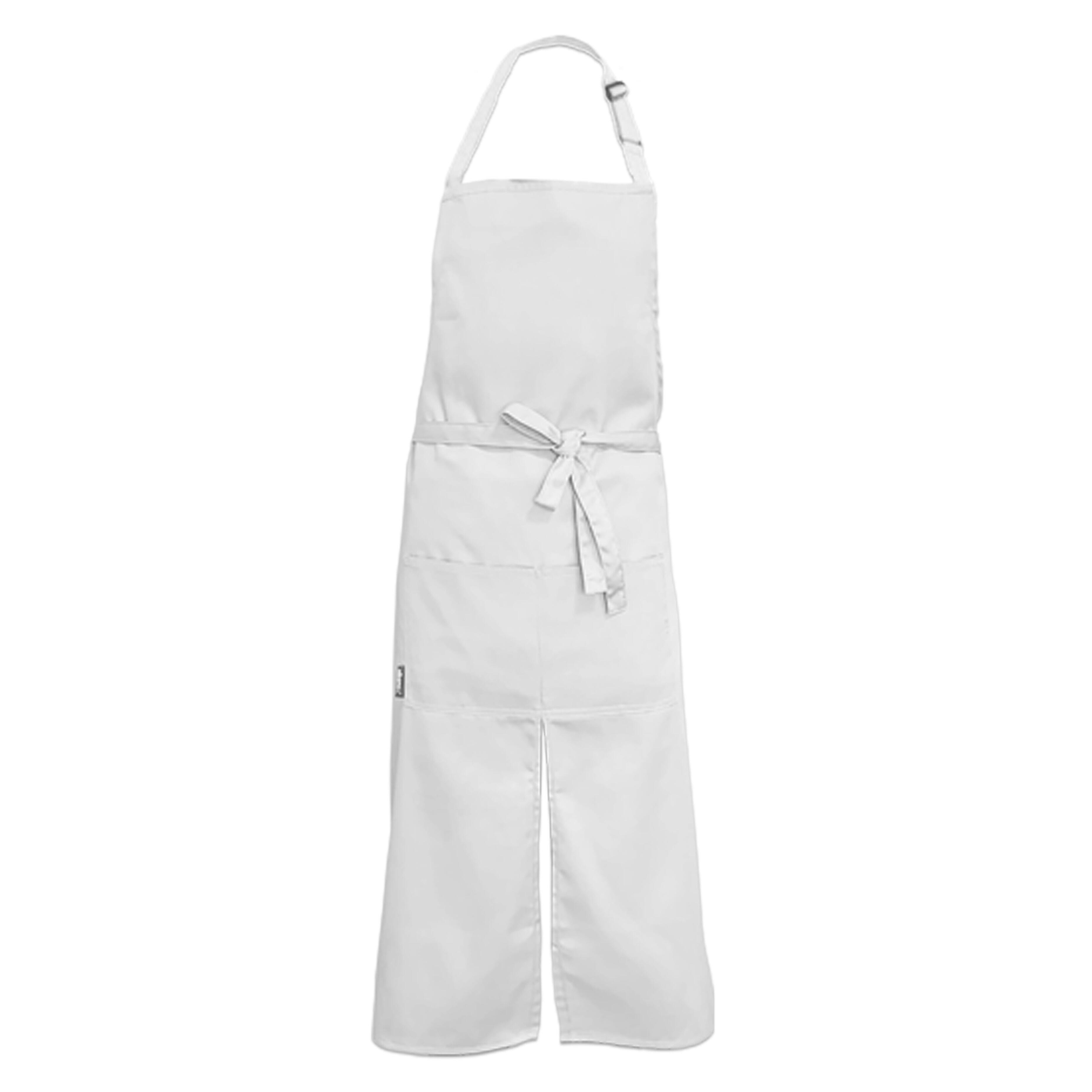 Personalised Long Splitted Bib Apron White