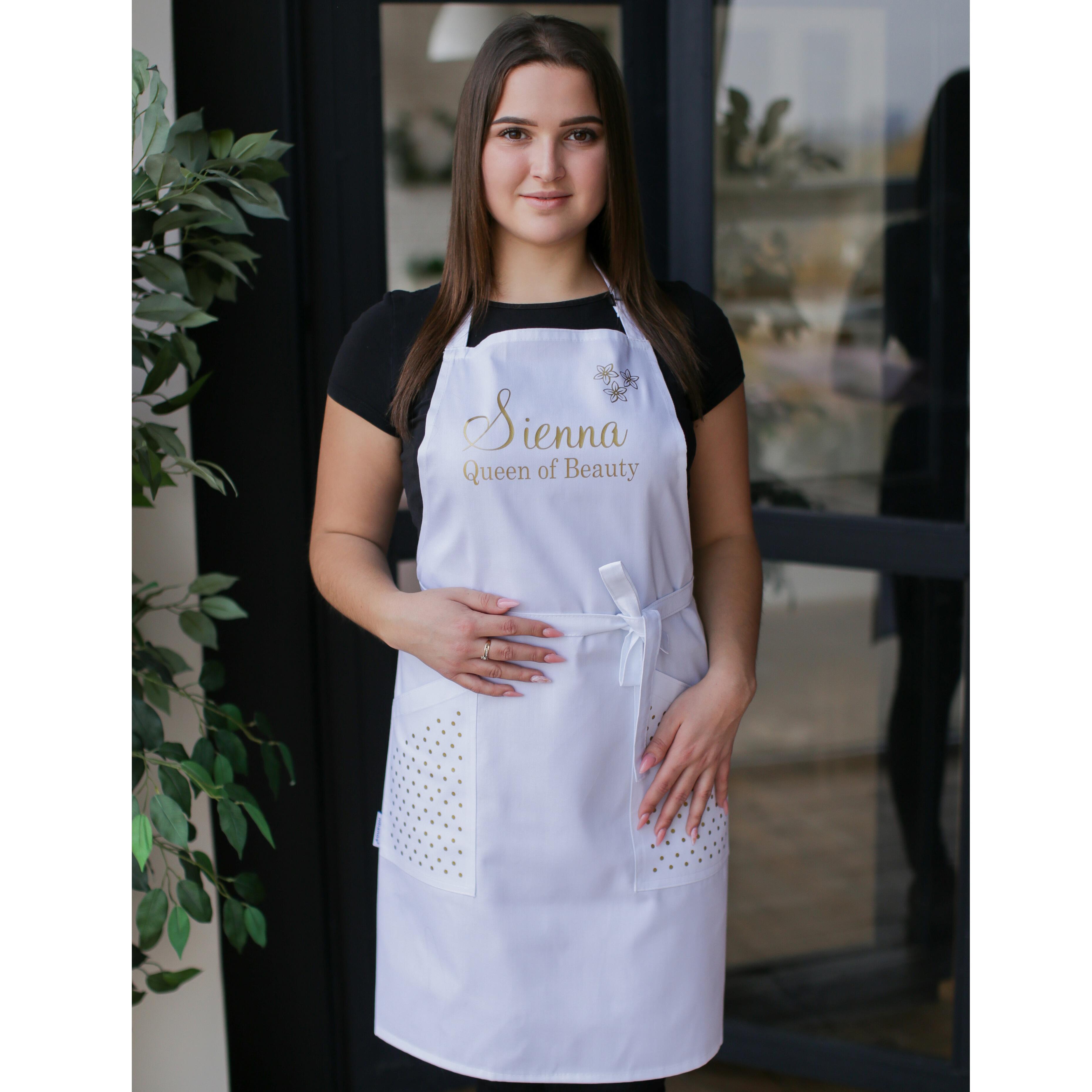 Bib Apron with Side Pockets White for cook
