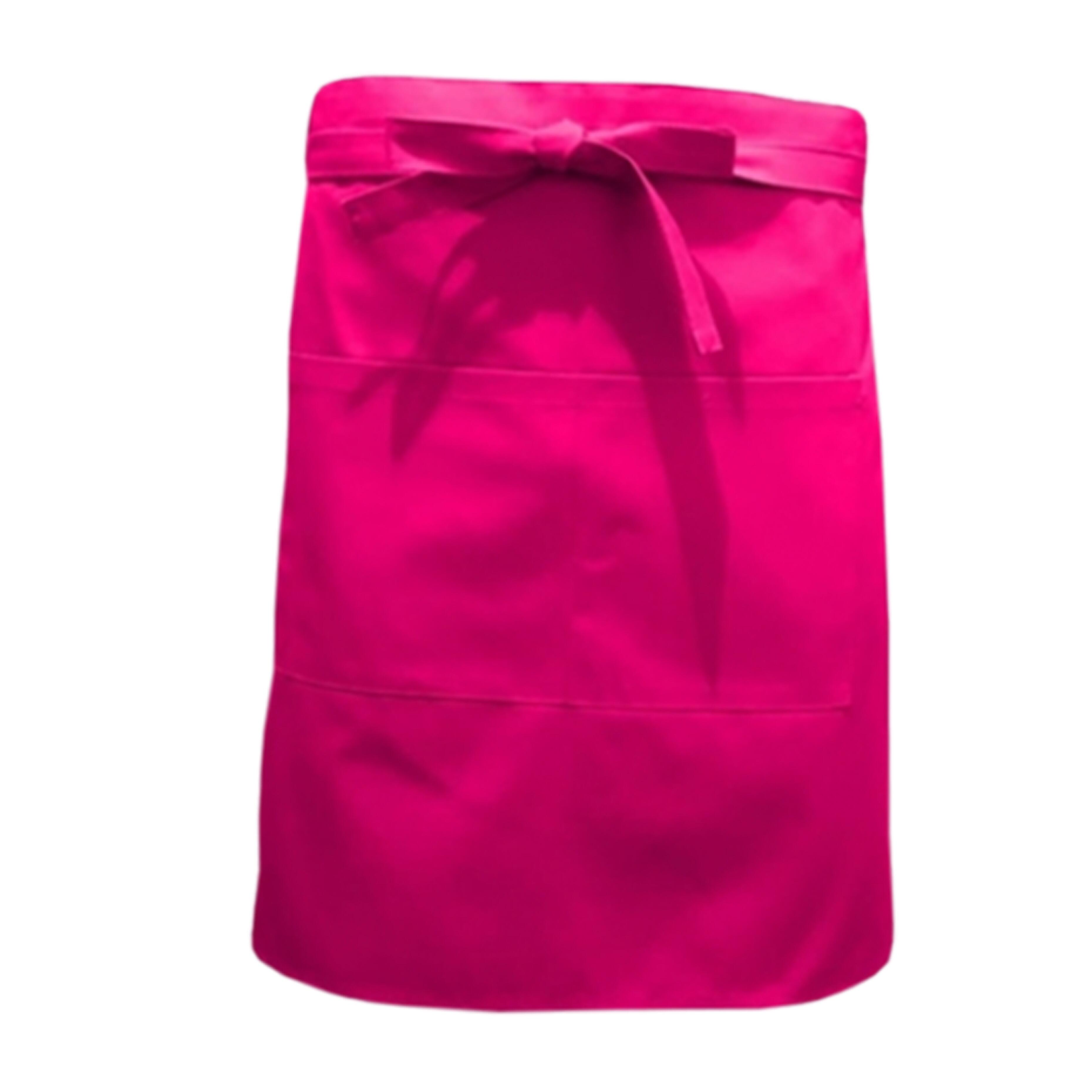 Nibano mid length waist apron with pockets Hot Pink