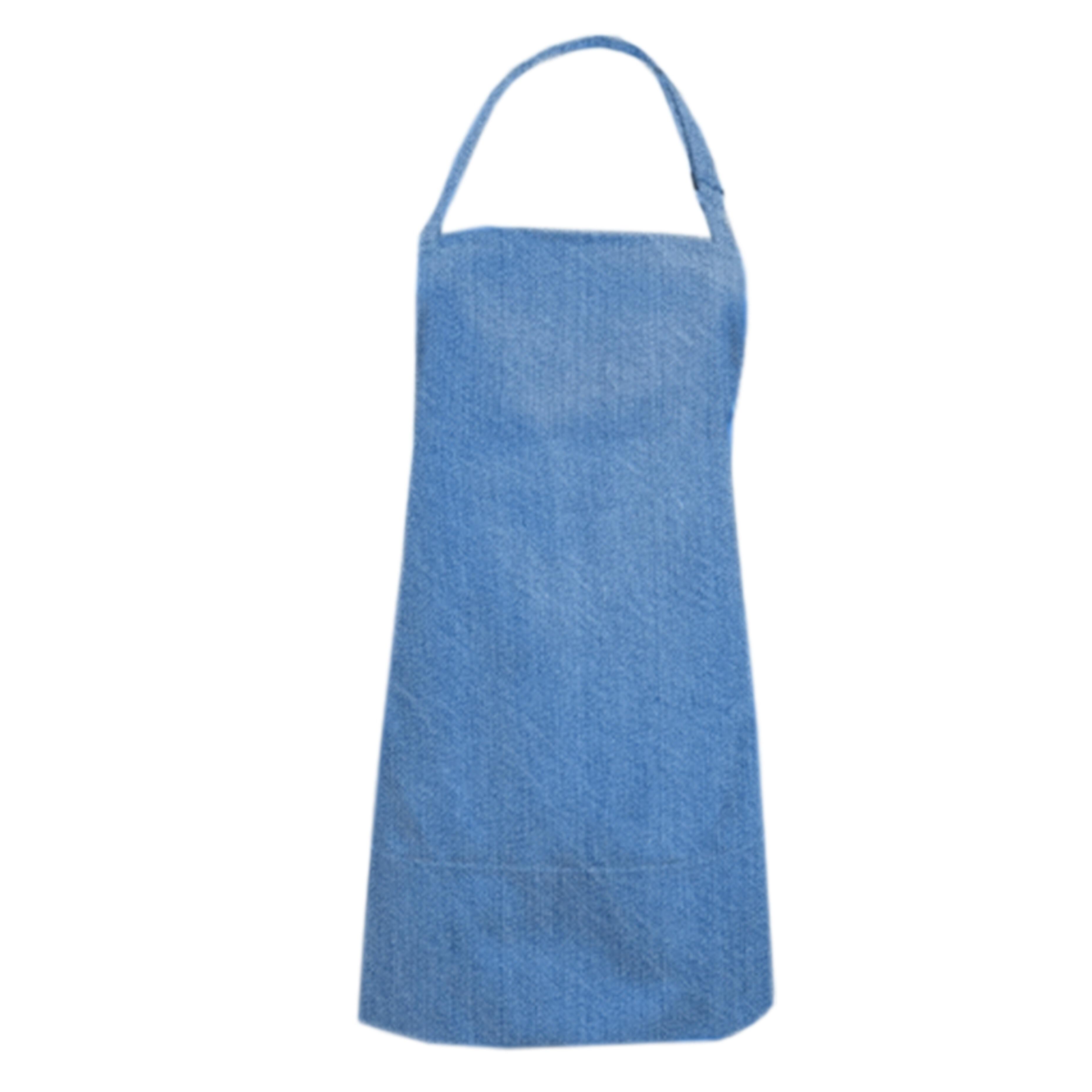 Personalised Short Bib Apron Pockets Denim Blue
