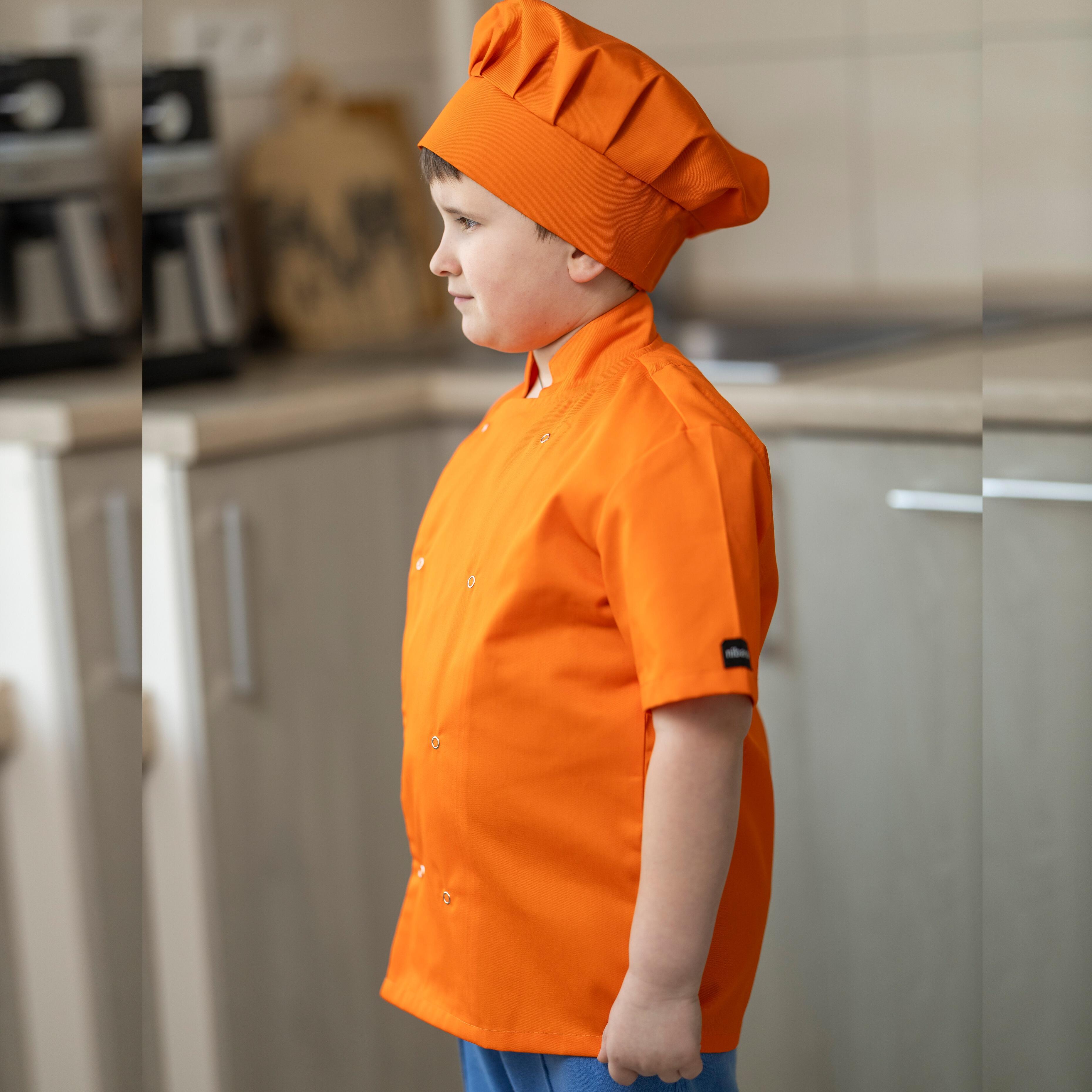 Printed Custom Kids Chef's Jacket Orange