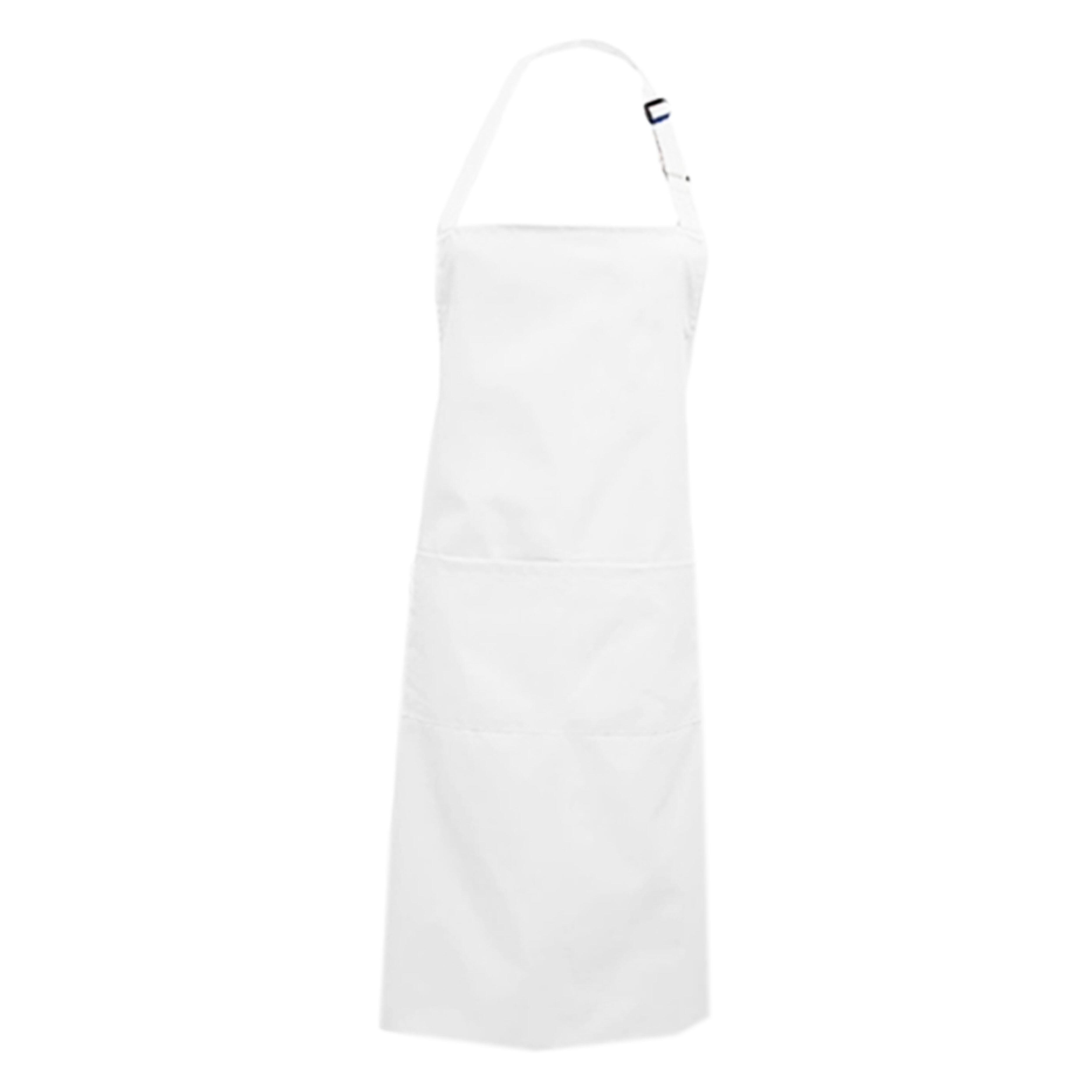 Personalised Mid Length Bib Apron with Pockets White