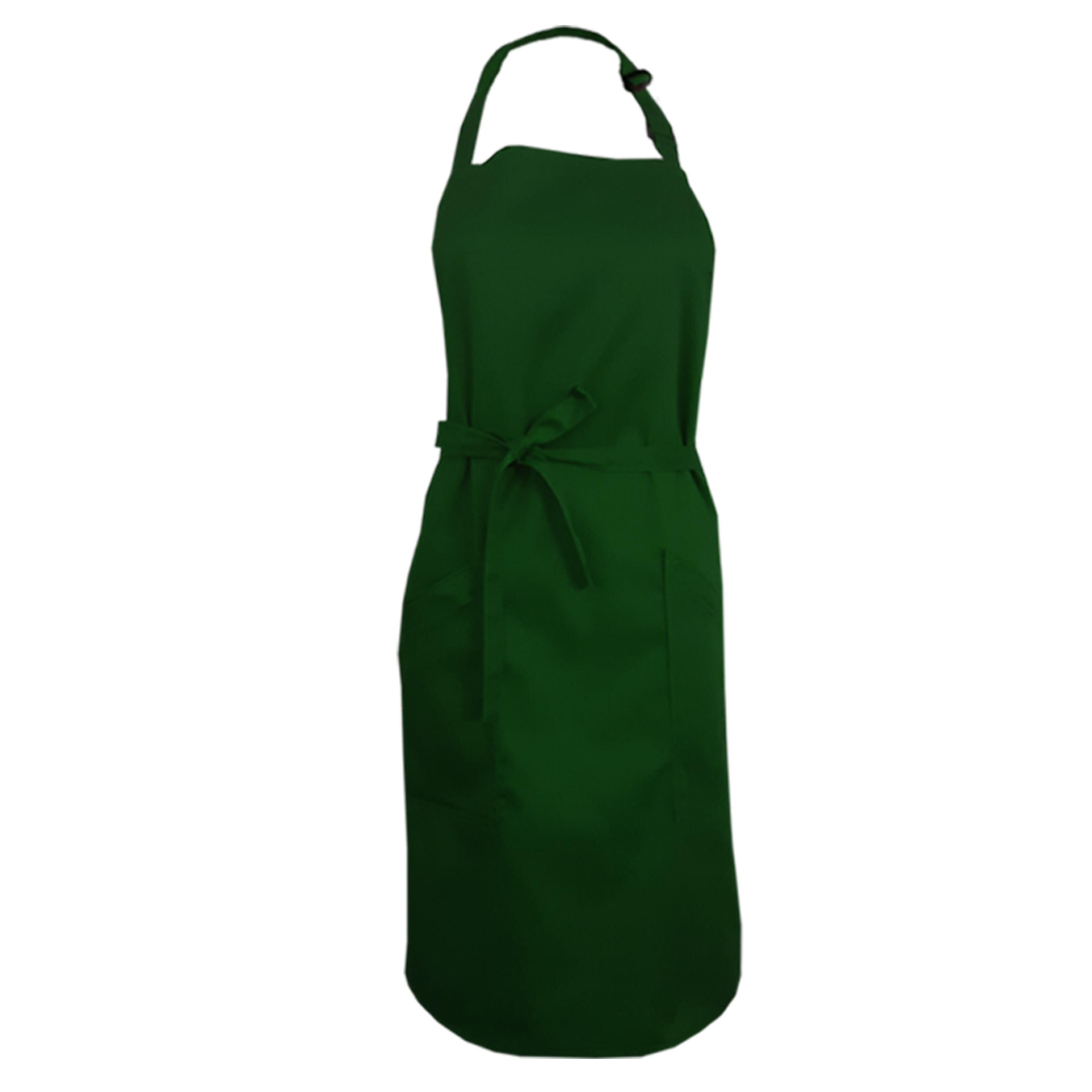 Ladies Apron with Side Pockets Bottle Green Nibano