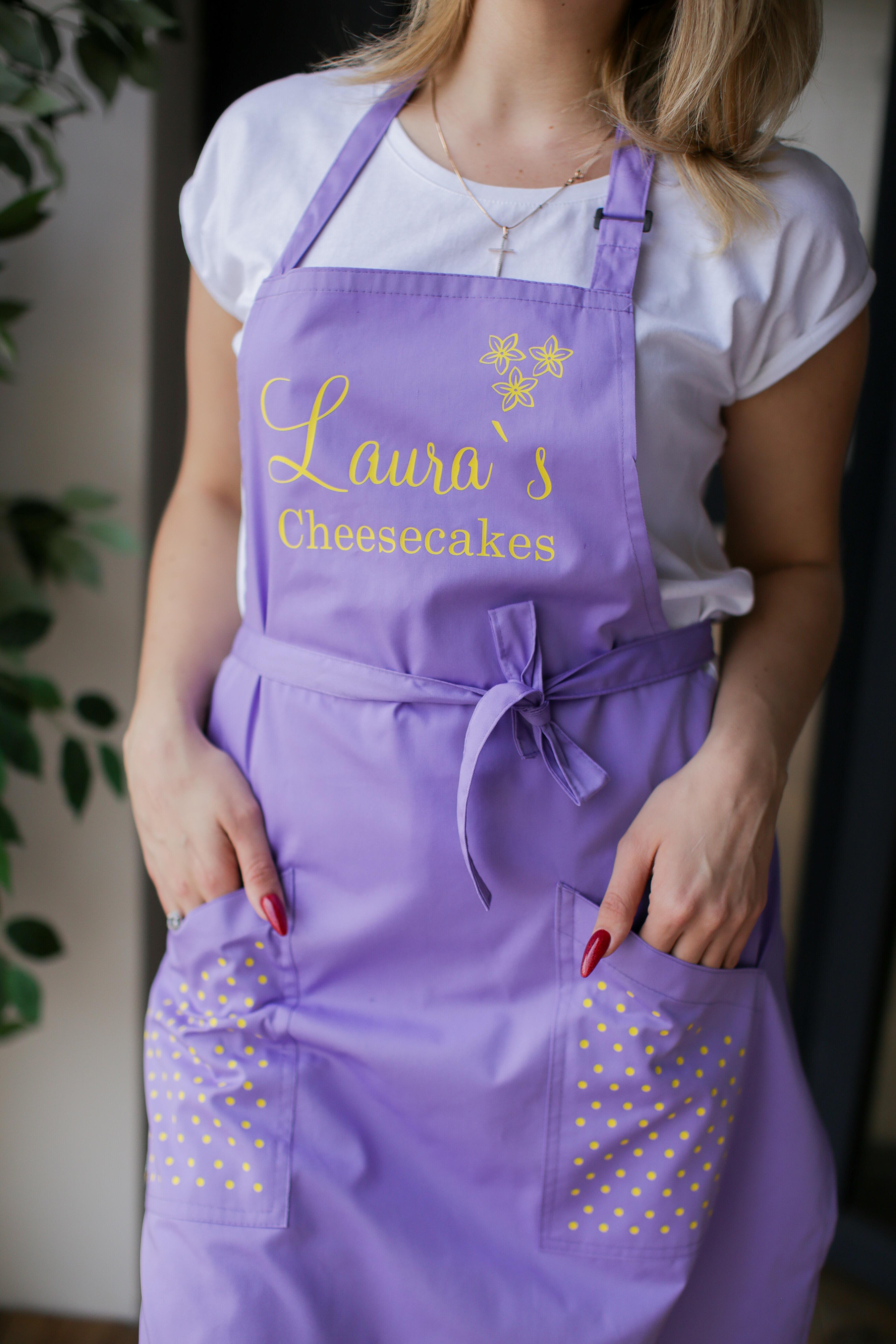 Personalised Bib Apron with Side Pockets Lilac