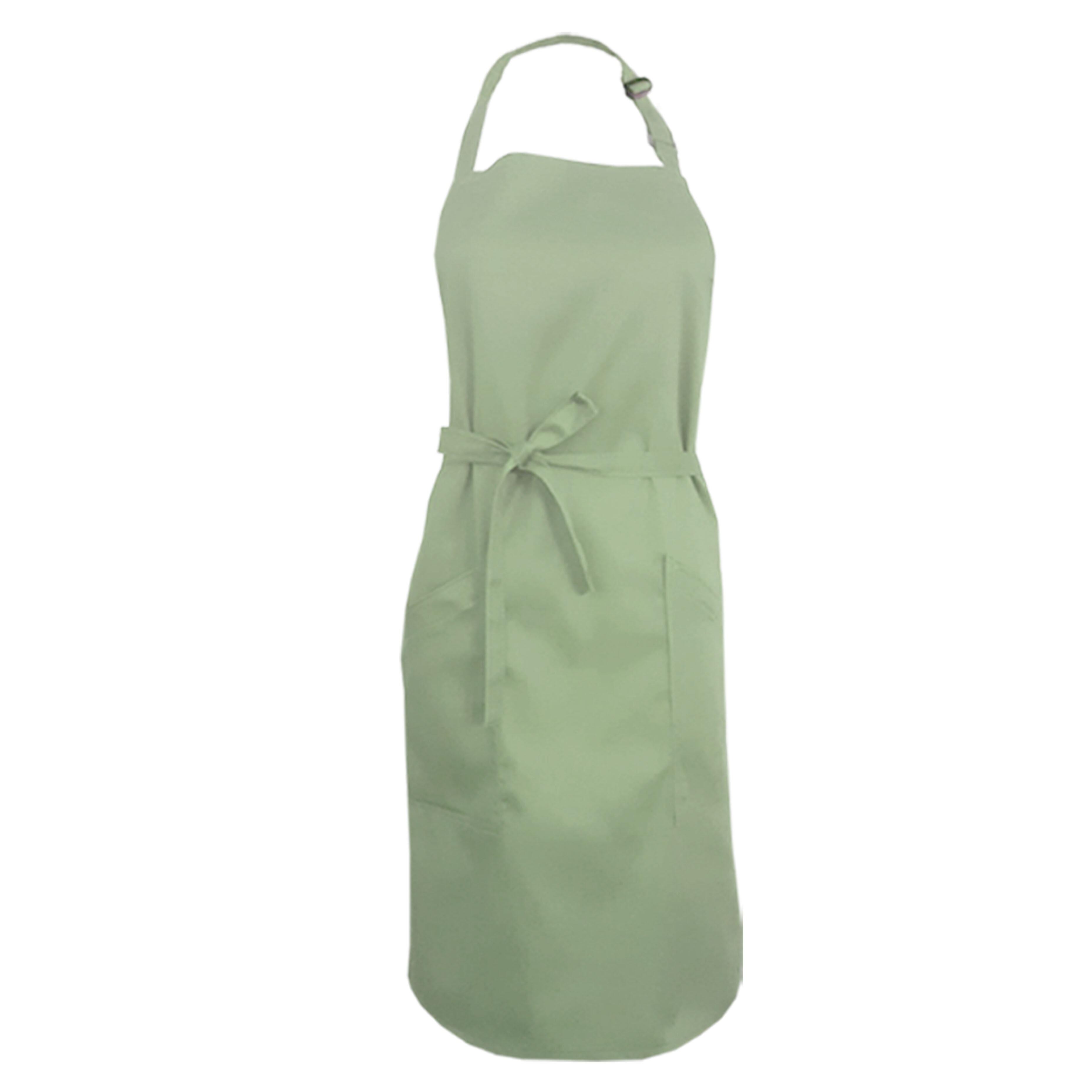 Ladies Bib Apron with Side Pockets Pistachio