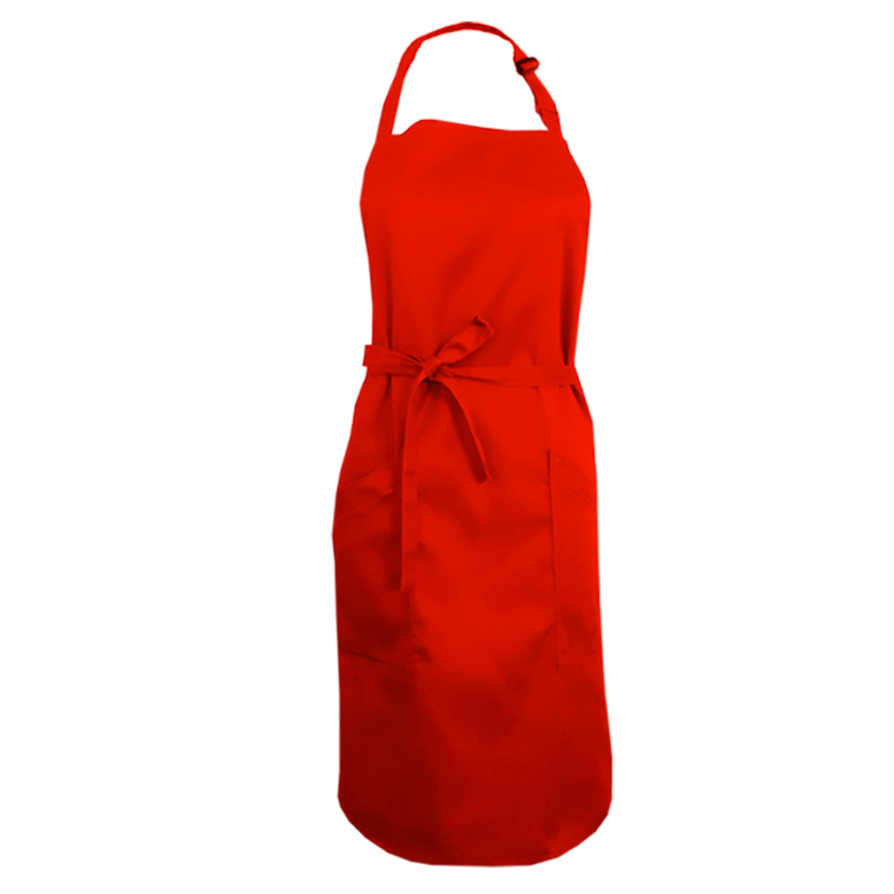 Personalised Bib Apron with Side Pockets Red