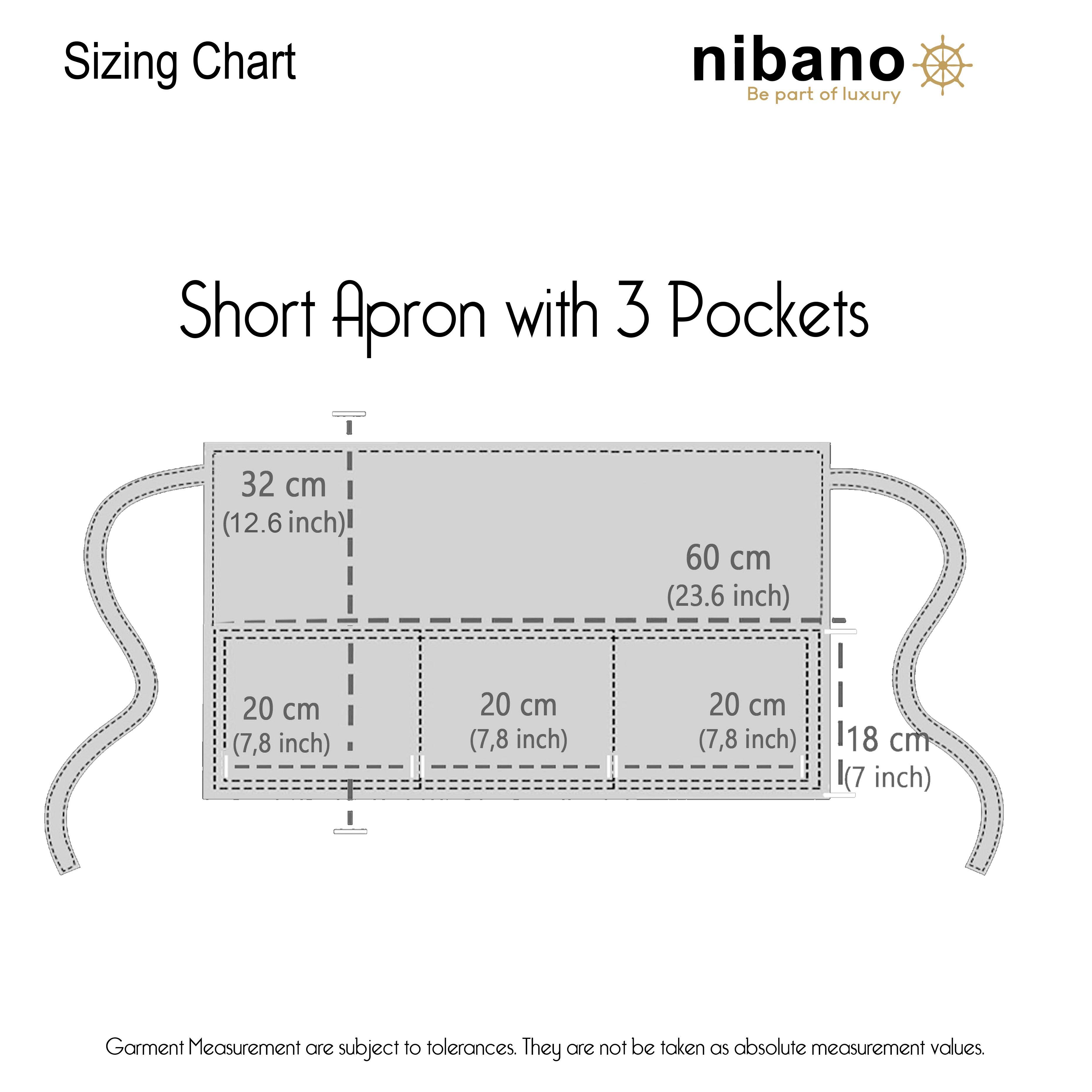 Size chart short waist apron with pockets black