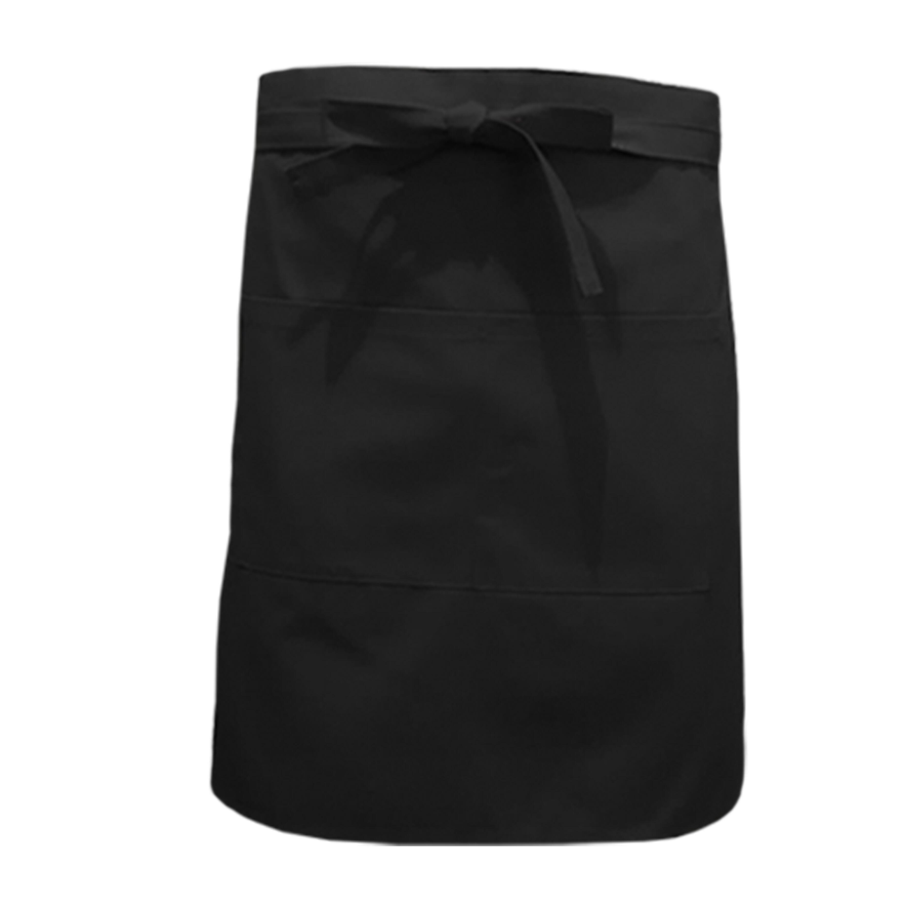 Nibano mid length waist apron with pockets Black