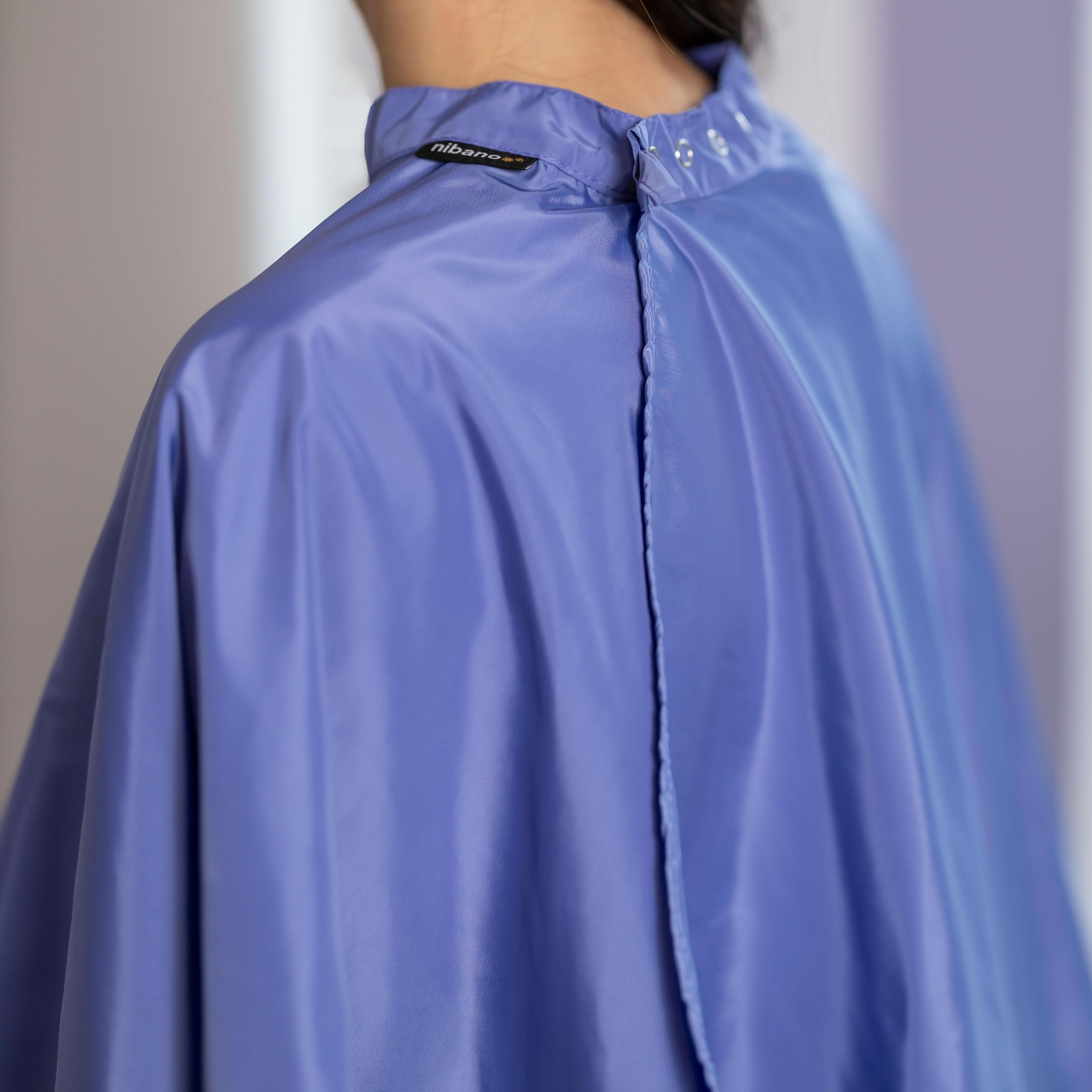 Hair salon cape denim blue with snaps