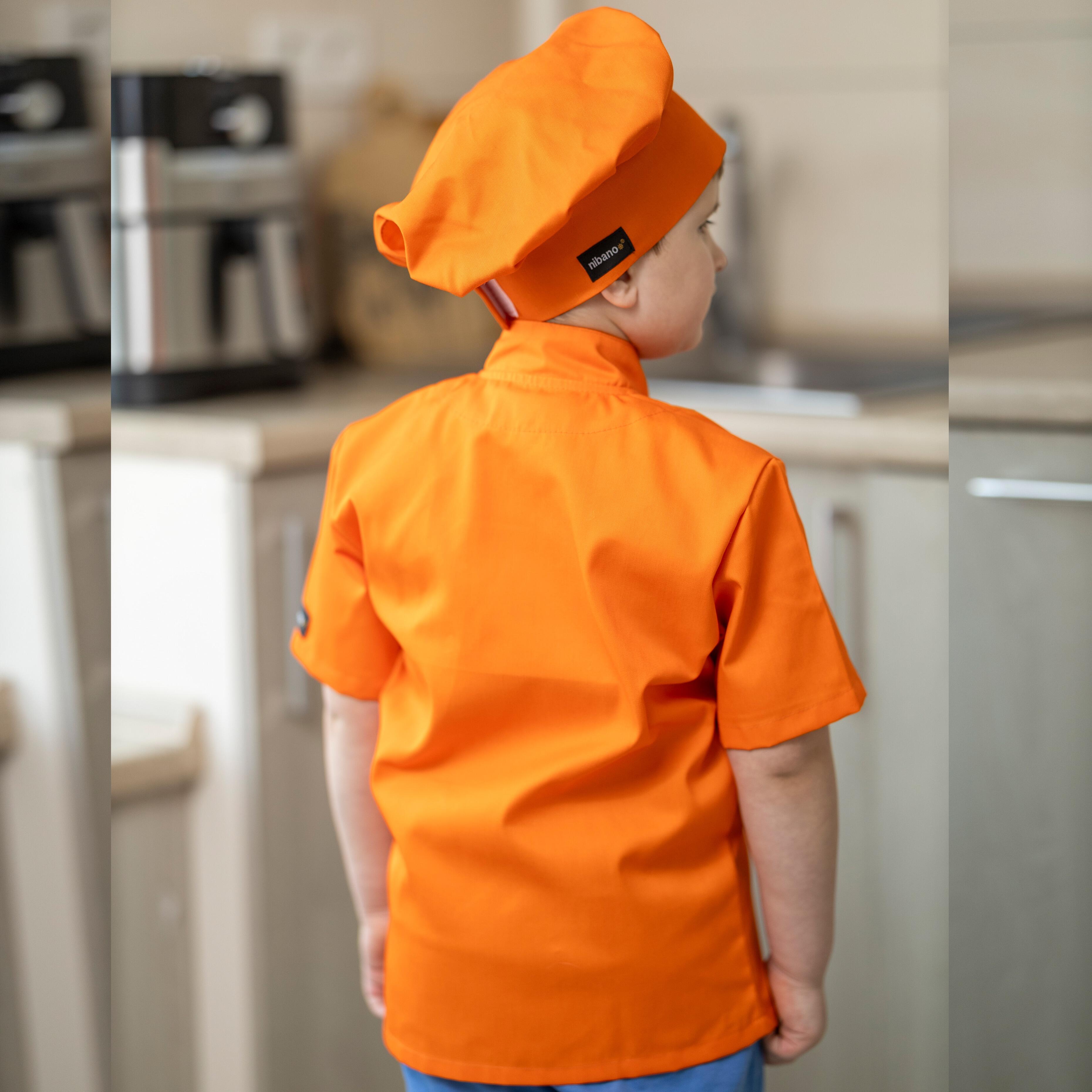 Embroidered Kids Chef's Jacket Orange