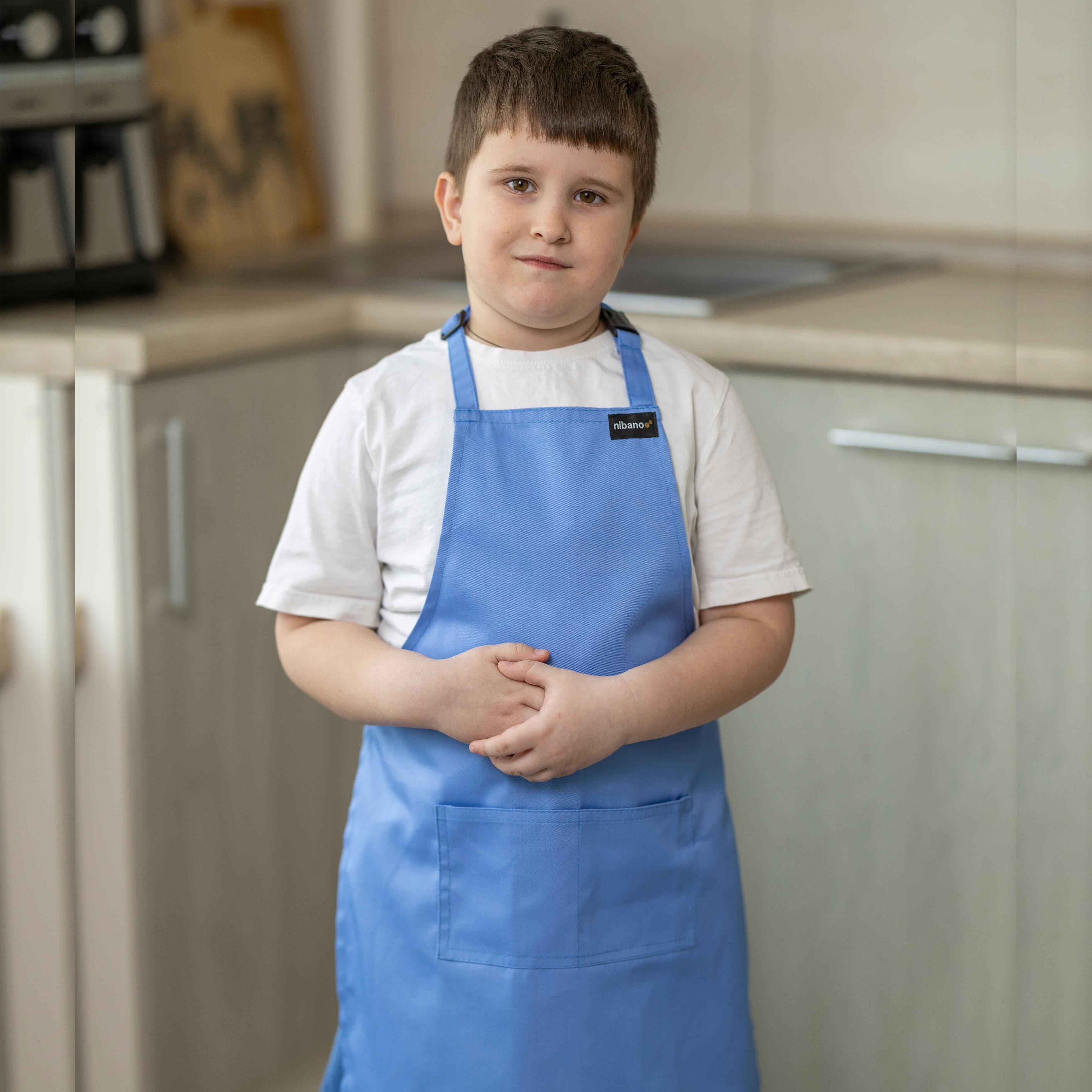 Nibano children's Apron with Pockets Light Blue