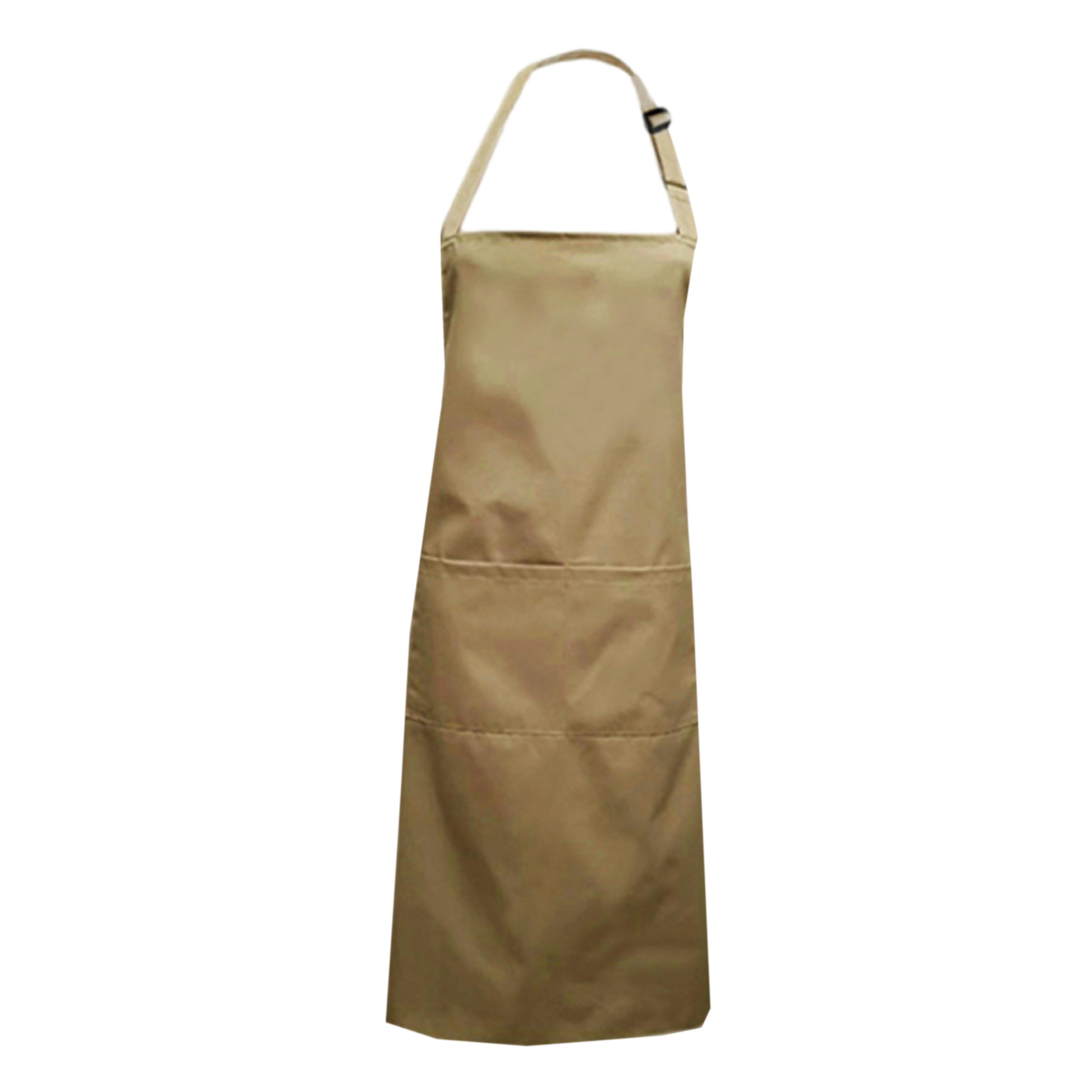 Nibano Plus Size Bib Apron Pockets Cappuccino