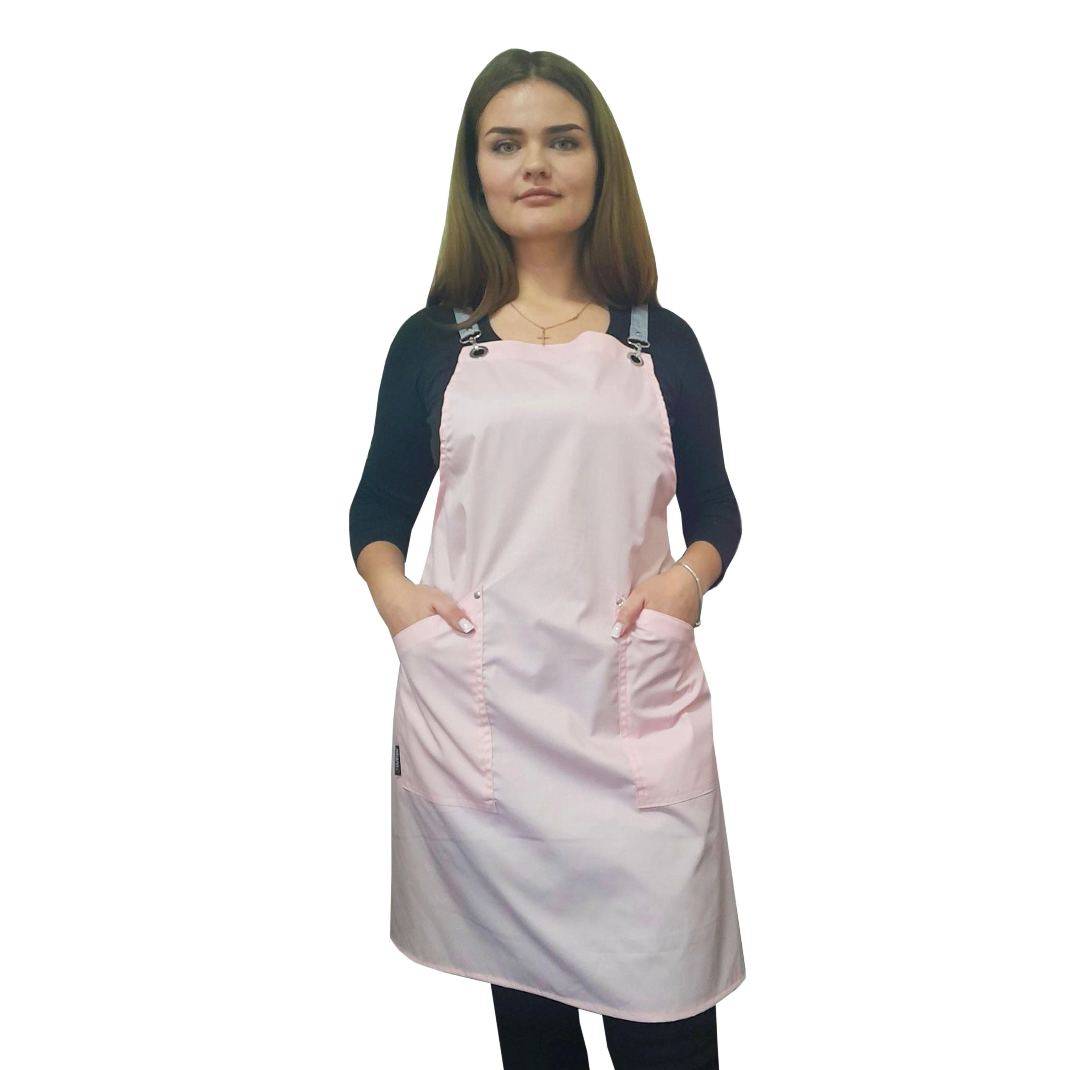Personalised Apron with Crossover Ties Pink