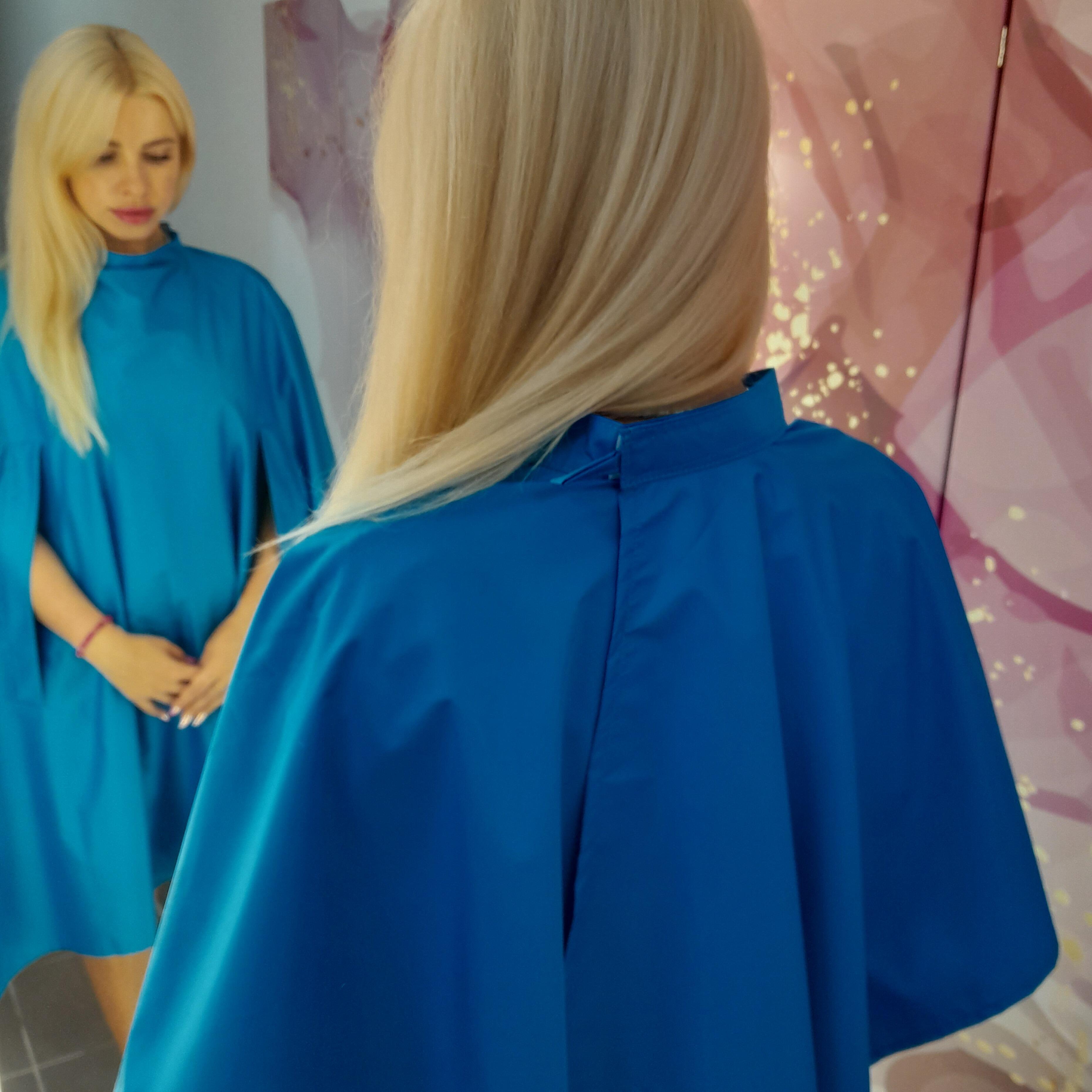 Hairdressing gown Turquoise with verclo