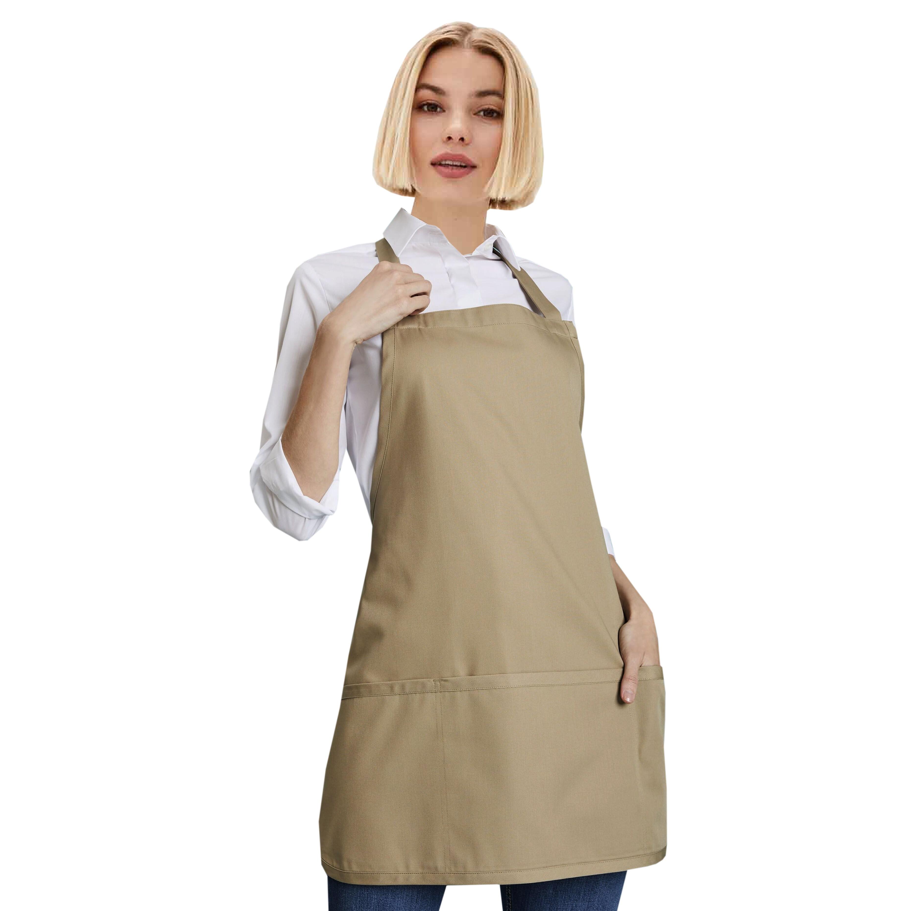 Short Bib Apron Pockets Cappuccino