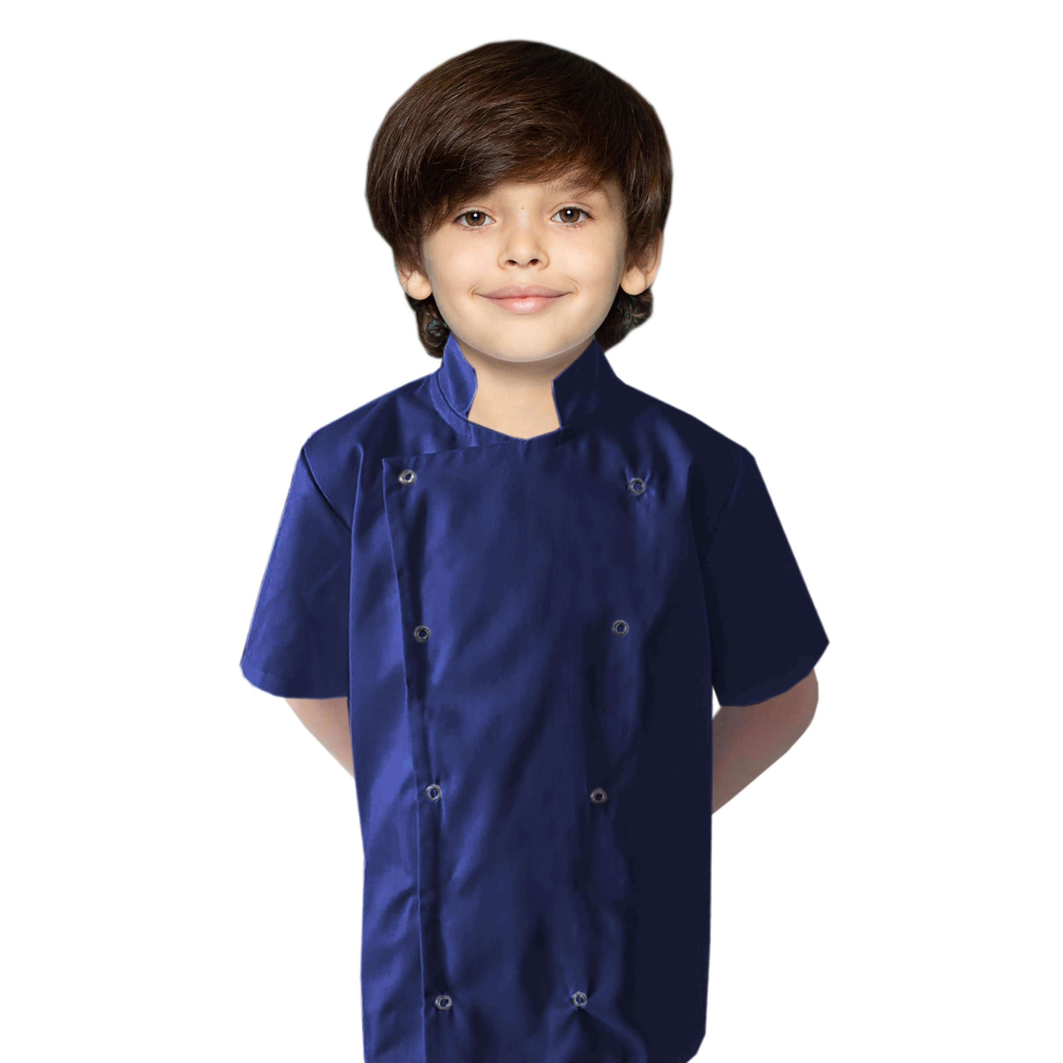 Personalised Kids Short Sleeve Chef's Jacket Navy