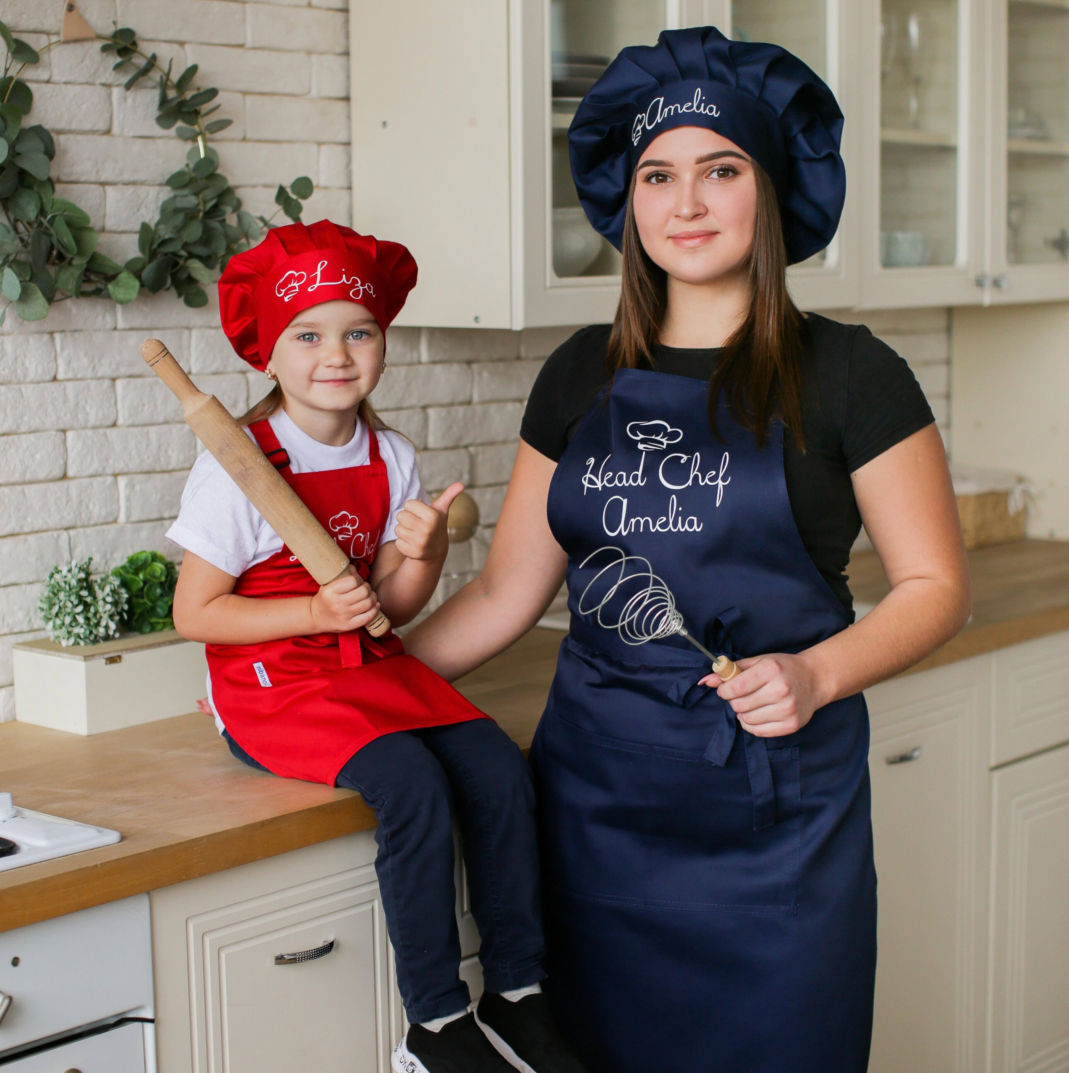 Navy Mid Length Bib Apron with logo