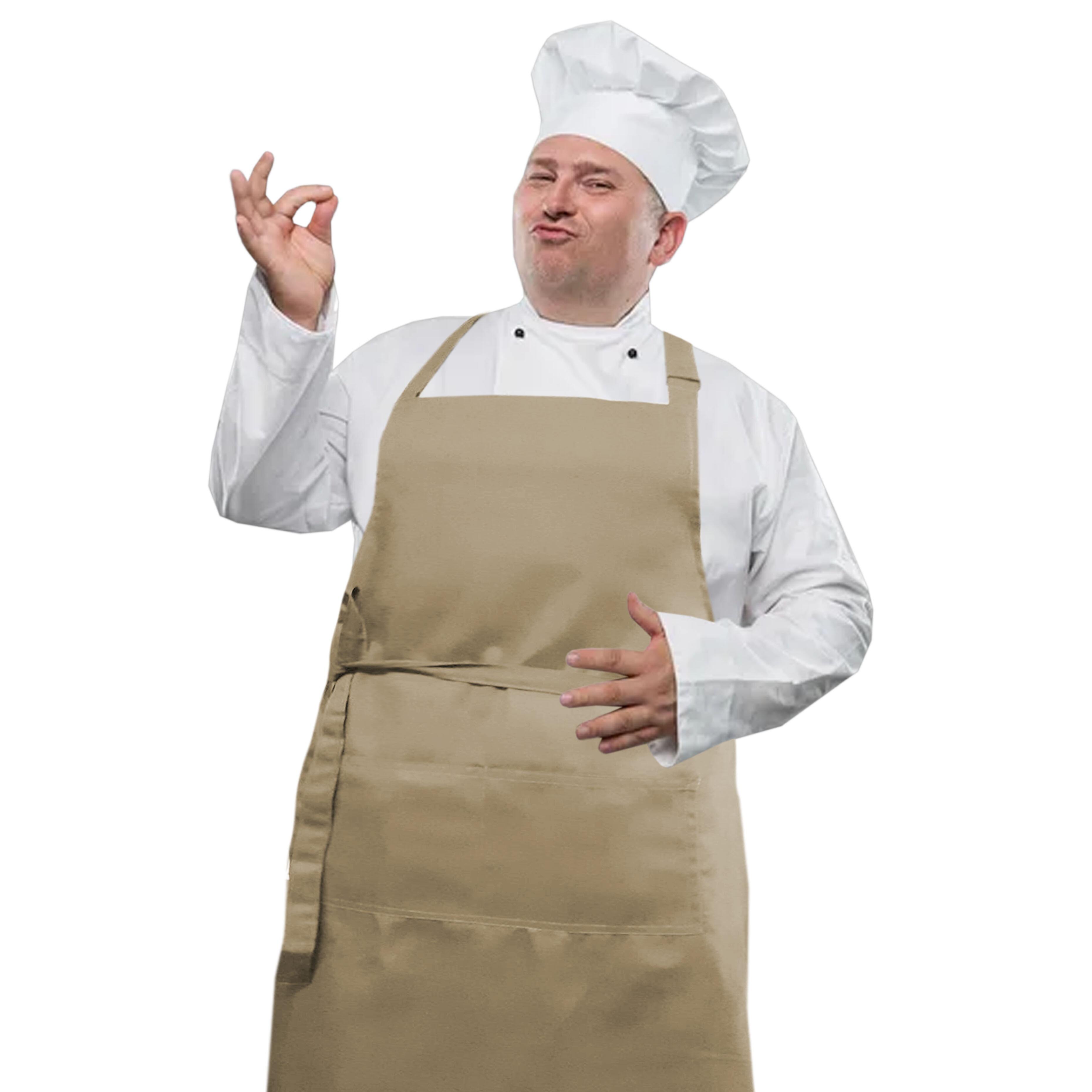 Custom Plus Size Bib Apron Pockets Cappuccino with name