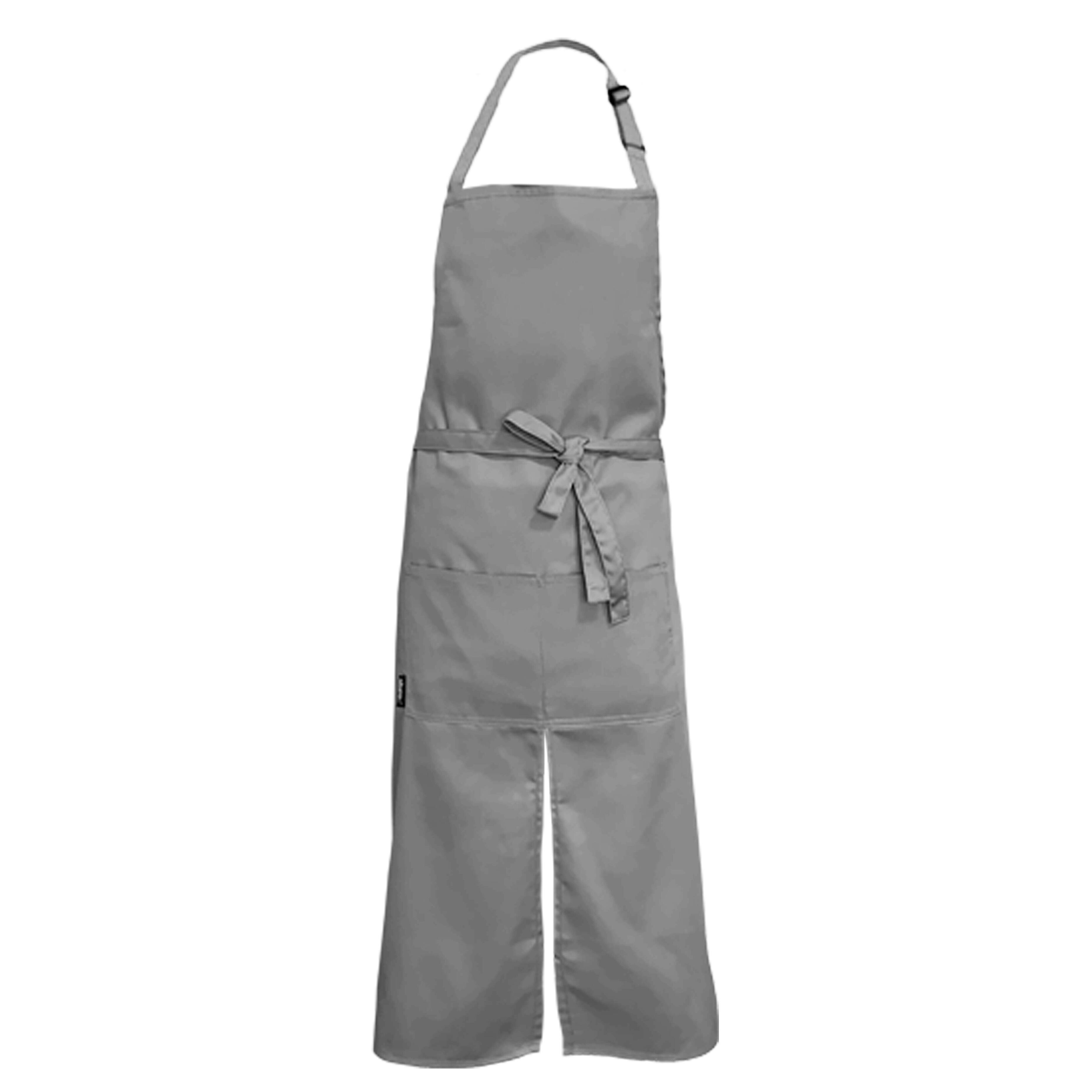 Custom Long Splitted Bib Apron Light Grey