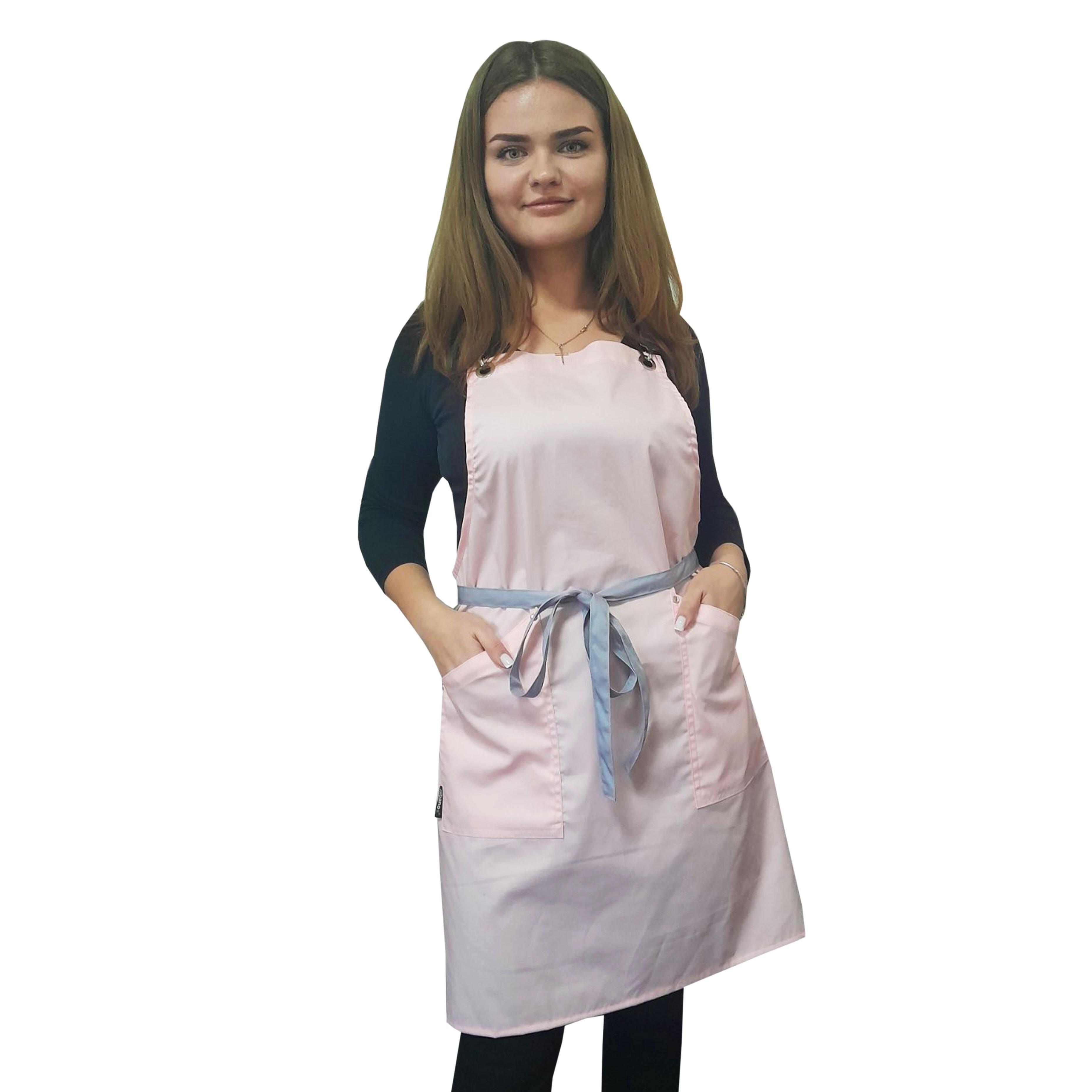 Ladies Apron with Crossover Ties Pink